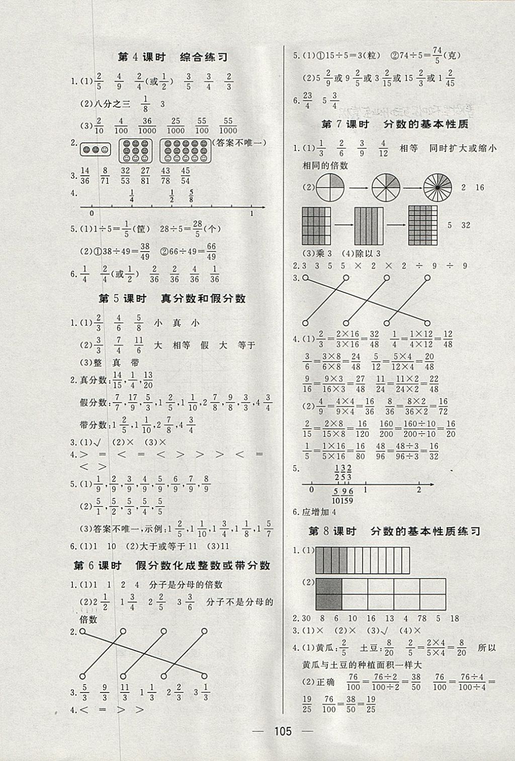 2018年簡(jiǎn)易通小學(xué)同步導(dǎo)學(xué)練五年級(jí)數(shù)學(xué)下冊(cè)人教版 參考答案第5頁