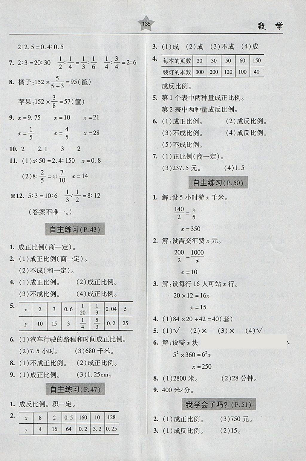 2018年金博士一点全通六年级数学下册青岛版 参考答案第15页