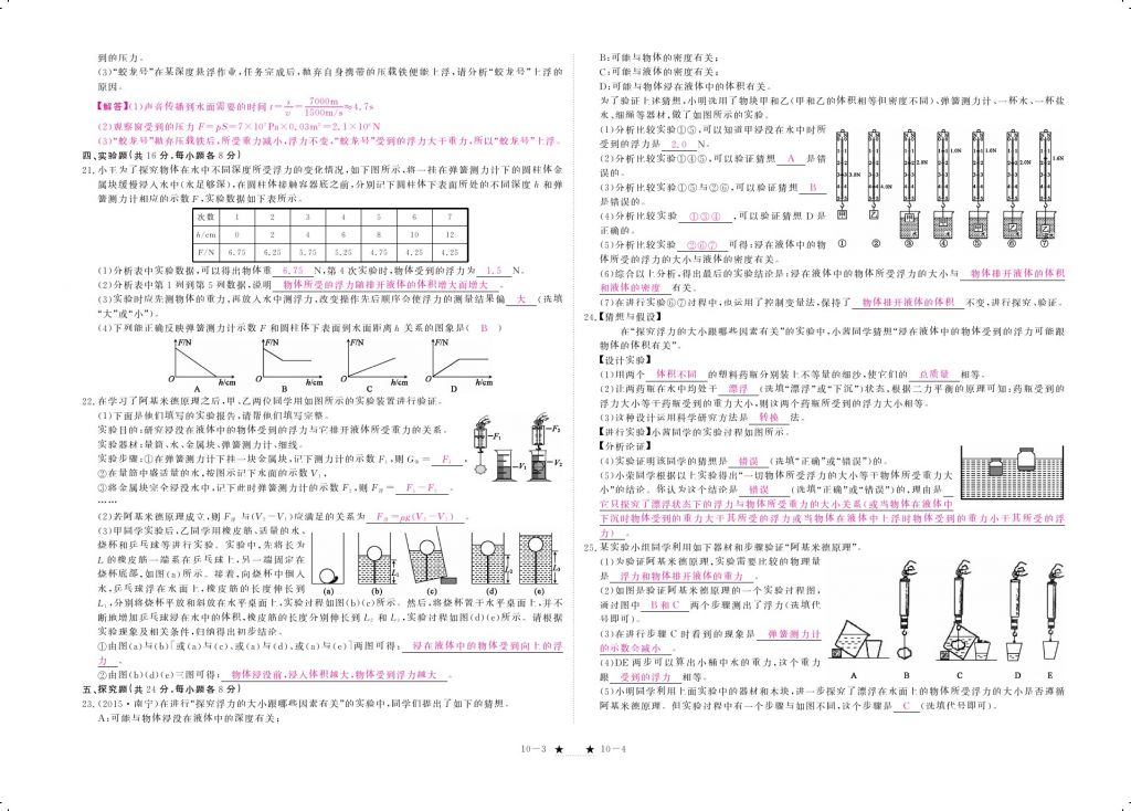 2018年領(lǐng)航新課標(biāo)練習(xí)冊八年級物理下冊人教版 測試卷第8頁