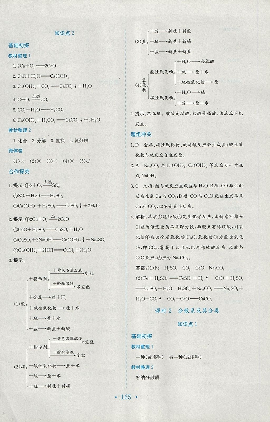 2018年新編高中同步作業(yè)化學(xué)必修1人教版 參考答案第9頁