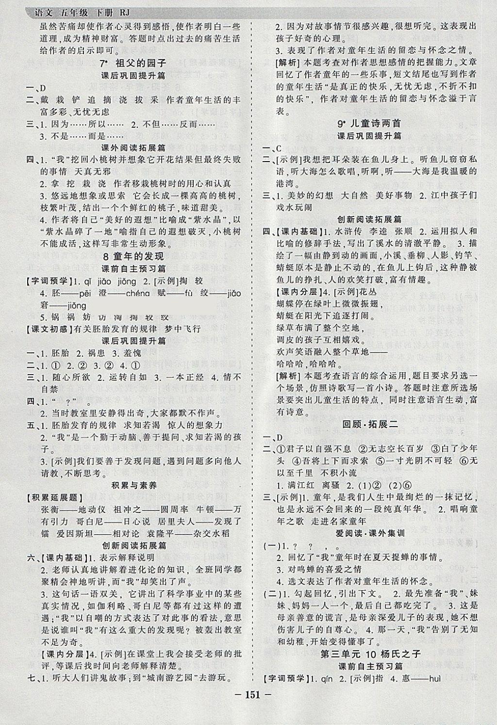 2018年王朝霞德才兼?zhèn)渥鳂I(yè)創(chuàng)新設計五年級語文下冊人教版 參考答案第3頁