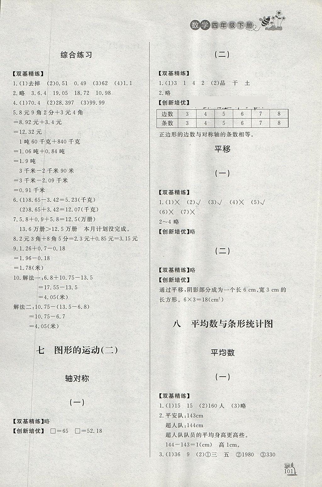 2018年小學(xué)課外作業(yè)四年級(jí)數(shù)學(xué)下冊(cè) 參考答案第16頁(yè)