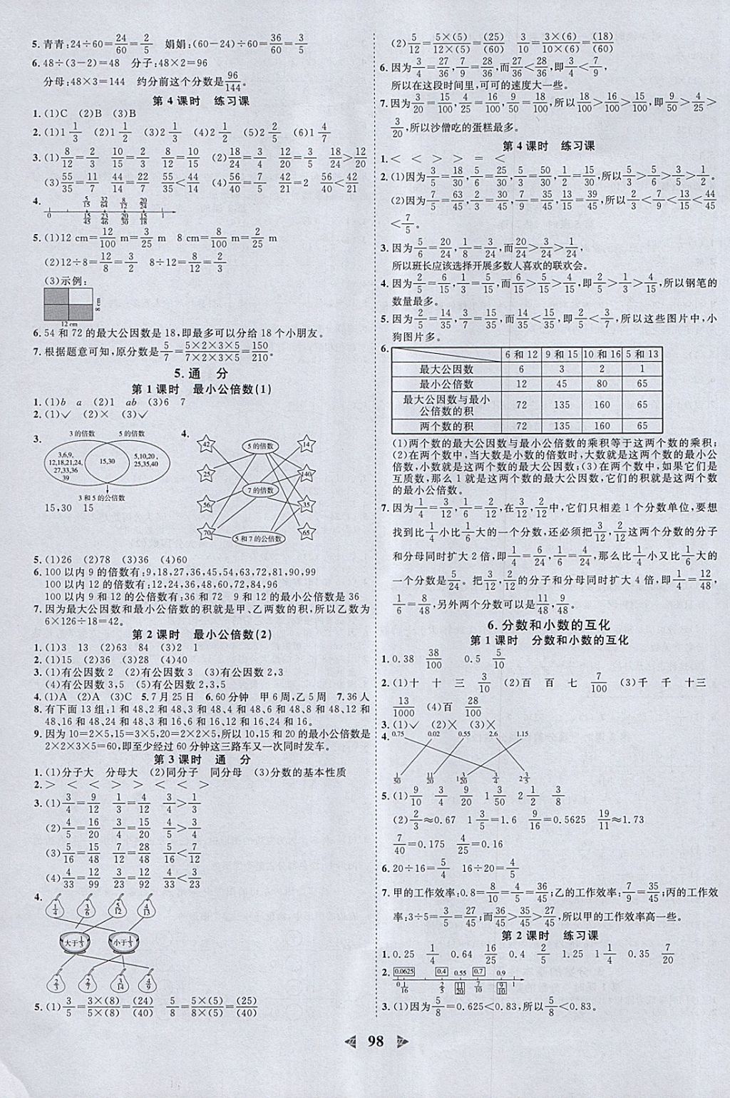 2018年陽(yáng)光同學(xué)課時(shí)優(yōu)化作業(yè)五年級(jí)數(shù)學(xué)下冊(cè)人教版浙江專版 參考答案第4頁(yè)