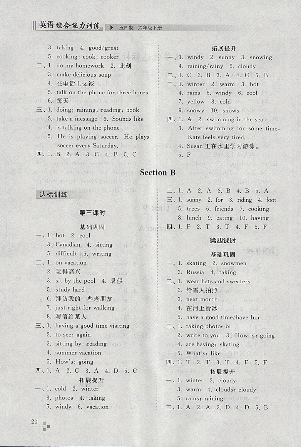 2018年综合能力训练六年级英语下册鲁教版五四制 19页