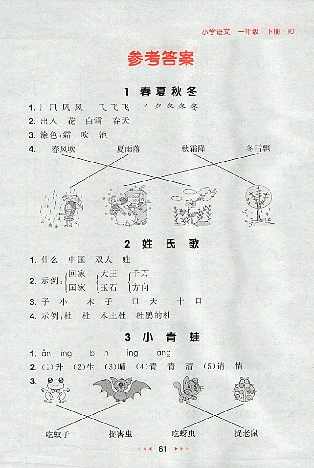 2018年53隨堂測小學(xué)語文一年級下冊人教版 第1頁