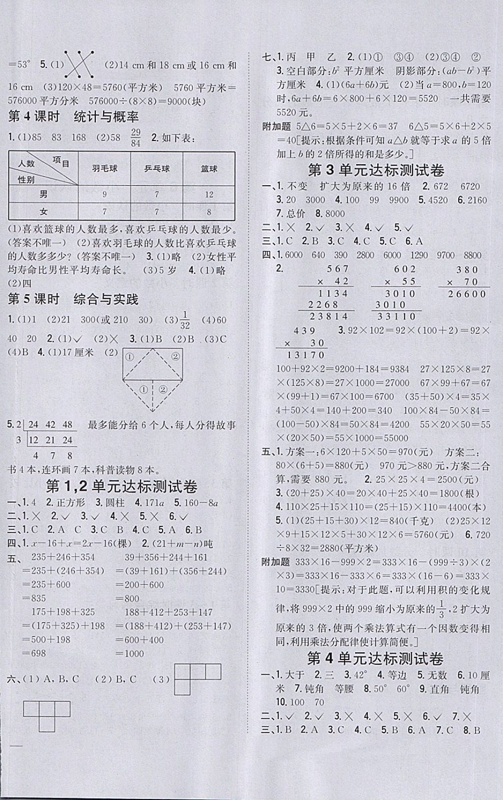 2018年全科王同步課時(shí)練習(xí)四年級(jí)數(shù)學(xué)下冊(cè)冀教版 第8頁