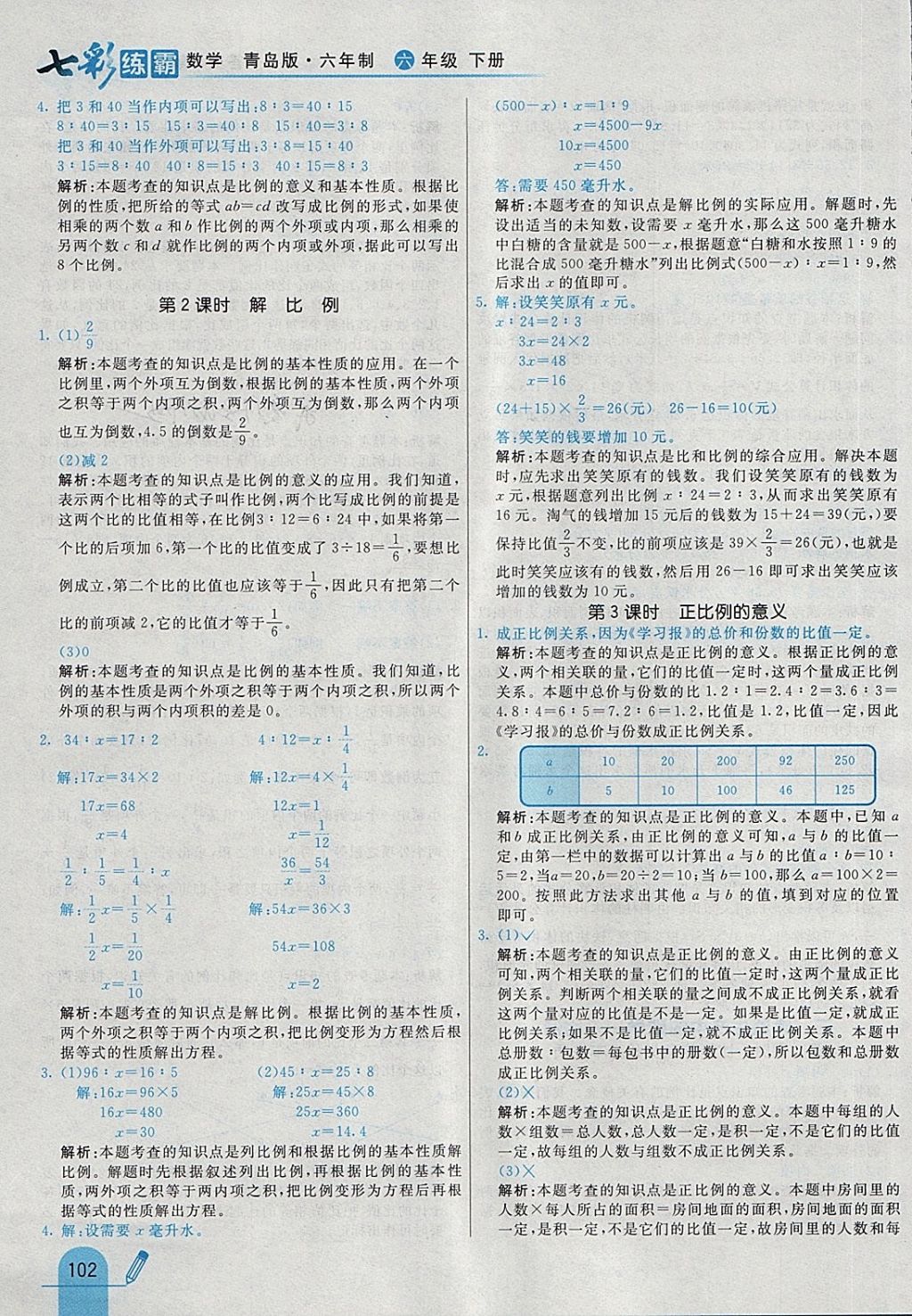 2018年七彩練霸六年級數(shù)學(xué)下冊青島版六年制 第14頁