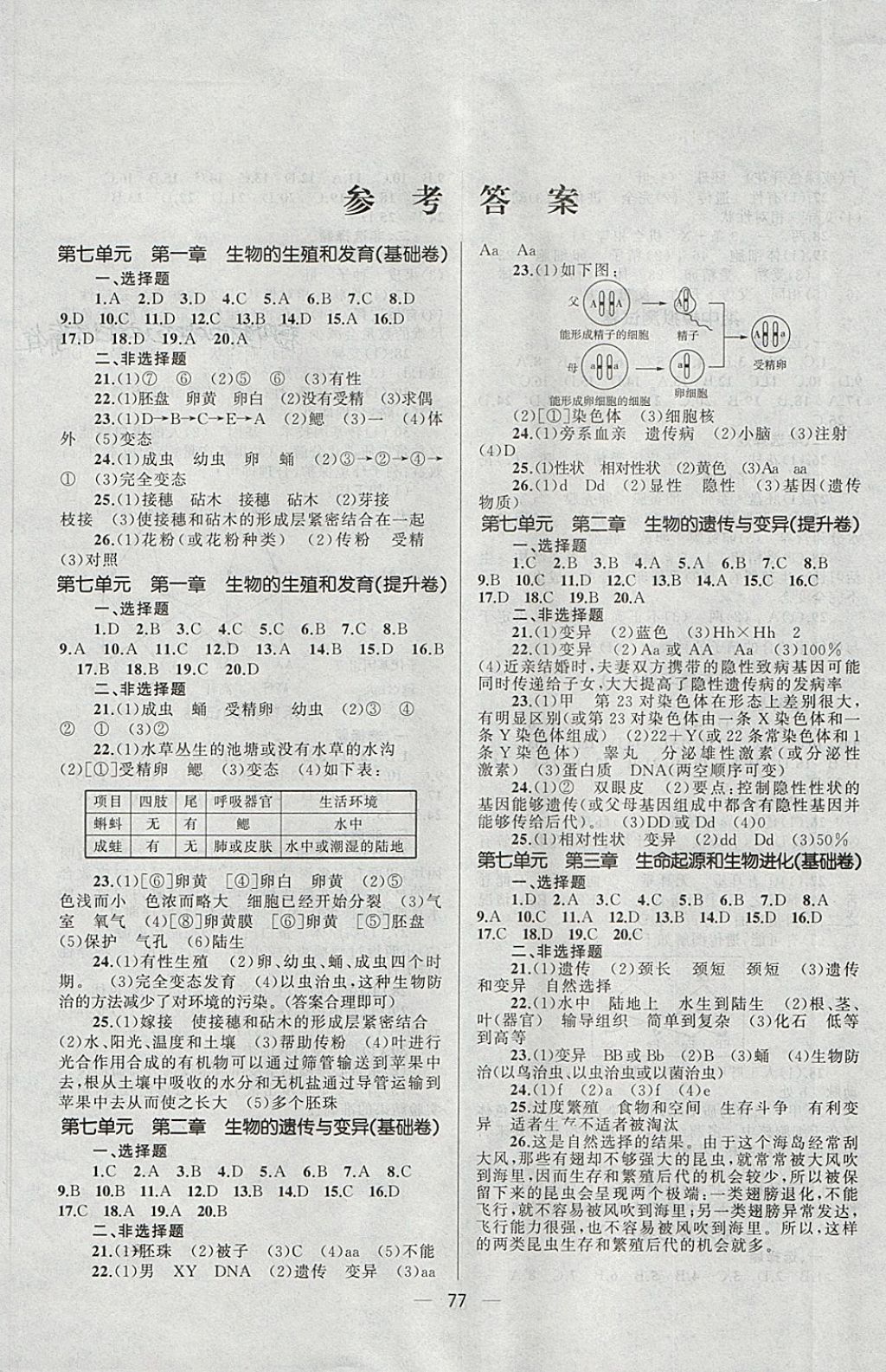 2018年湘教考苑單元測試卷八年級生物下冊人教版 第1頁