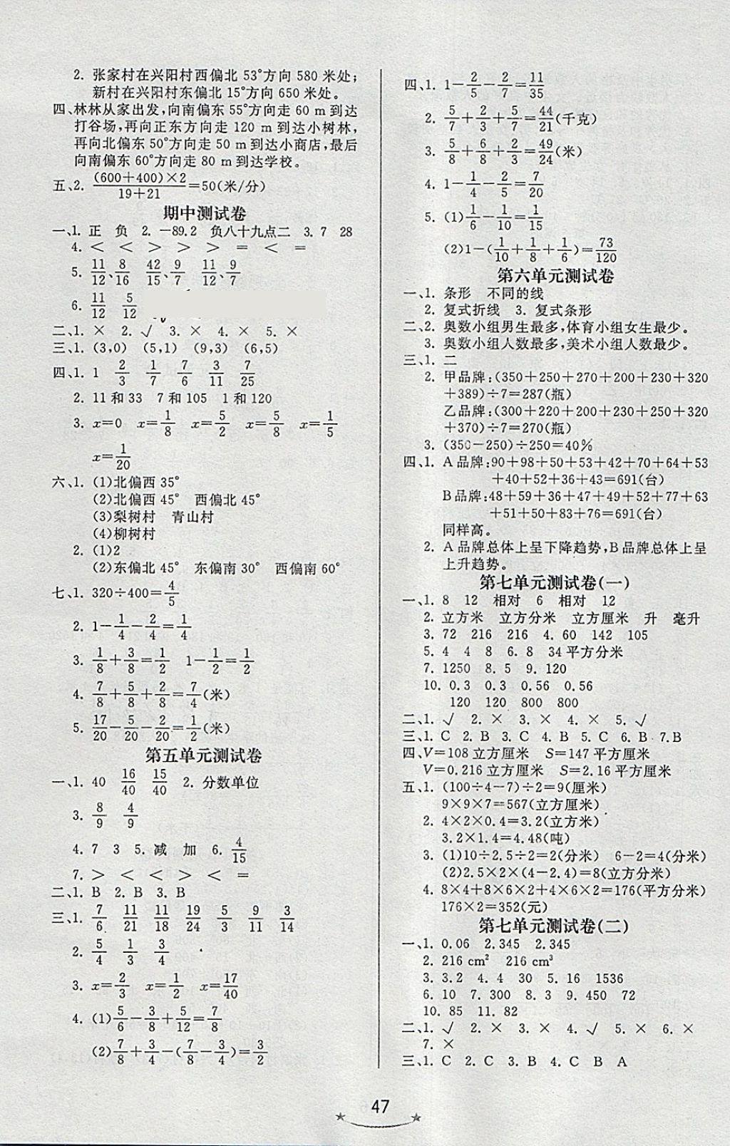 2018年小学生学习乐园随堂练五年级数学下册青岛版六三制 第7页