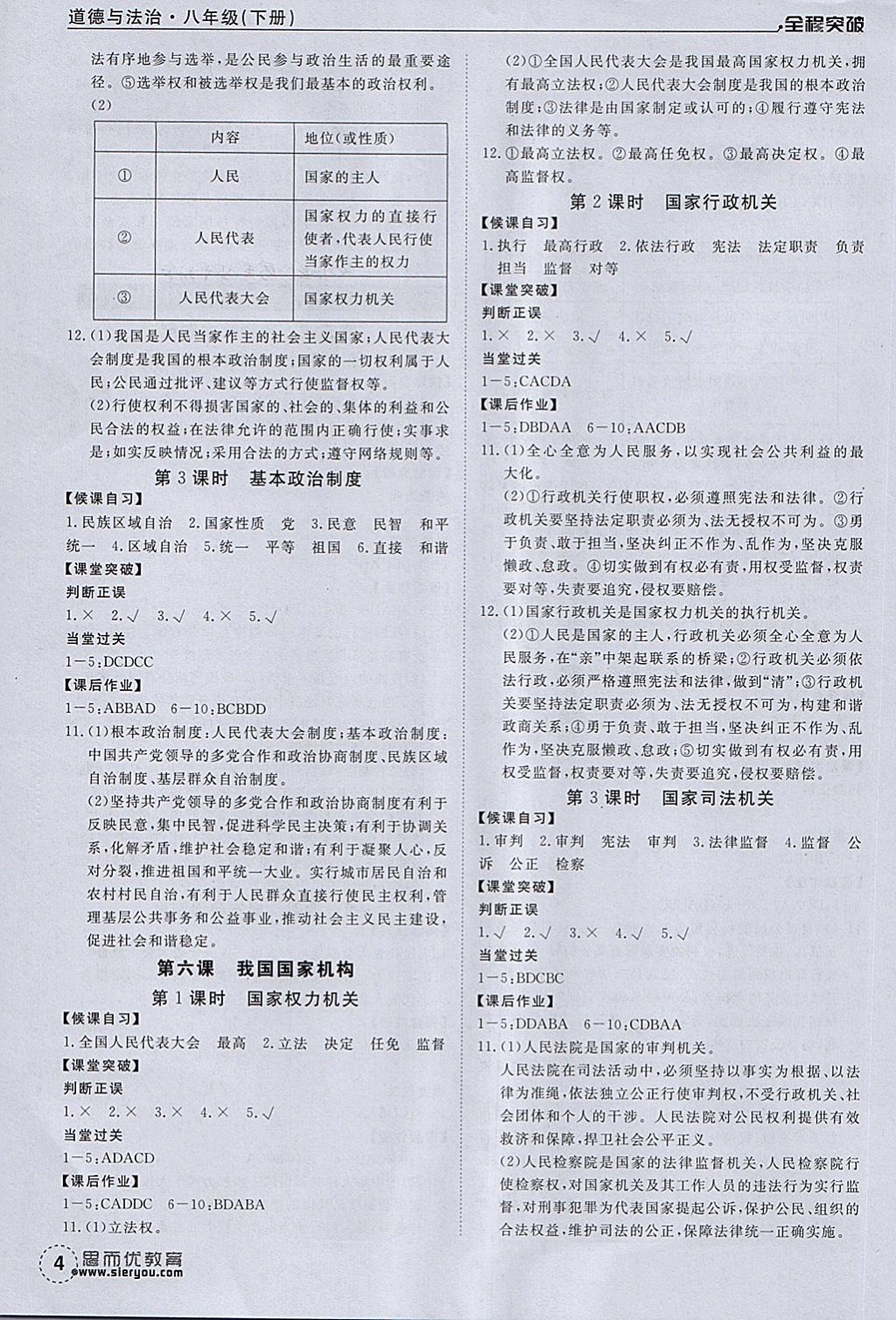 2018年全程突破八年級道德與法治下冊人教版 第4頁