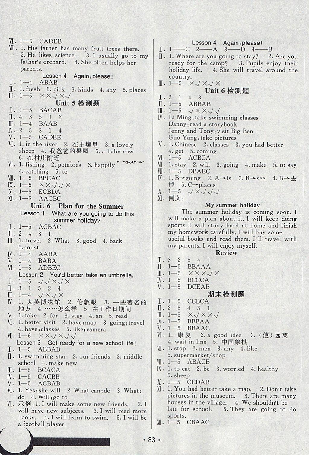 2018年同行課課100分過關(guān)作業(yè)五年級英語下冊魯科版 第7頁