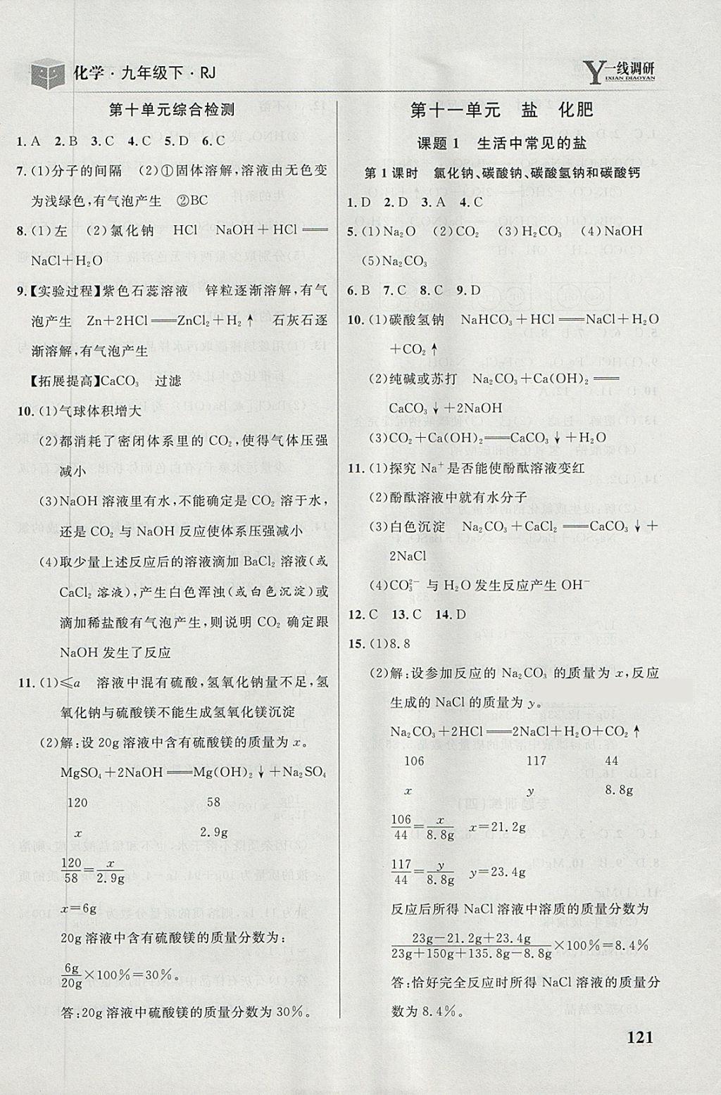 2018年一线调研学业测评九年级化学下册人教版 第11页