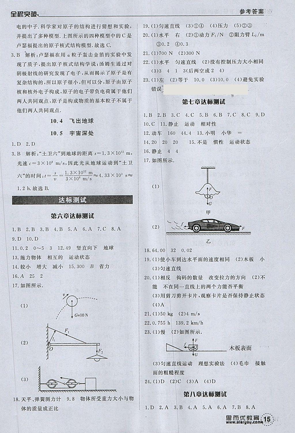 2018年全程突破八年级物理下册沪粤版 第15页