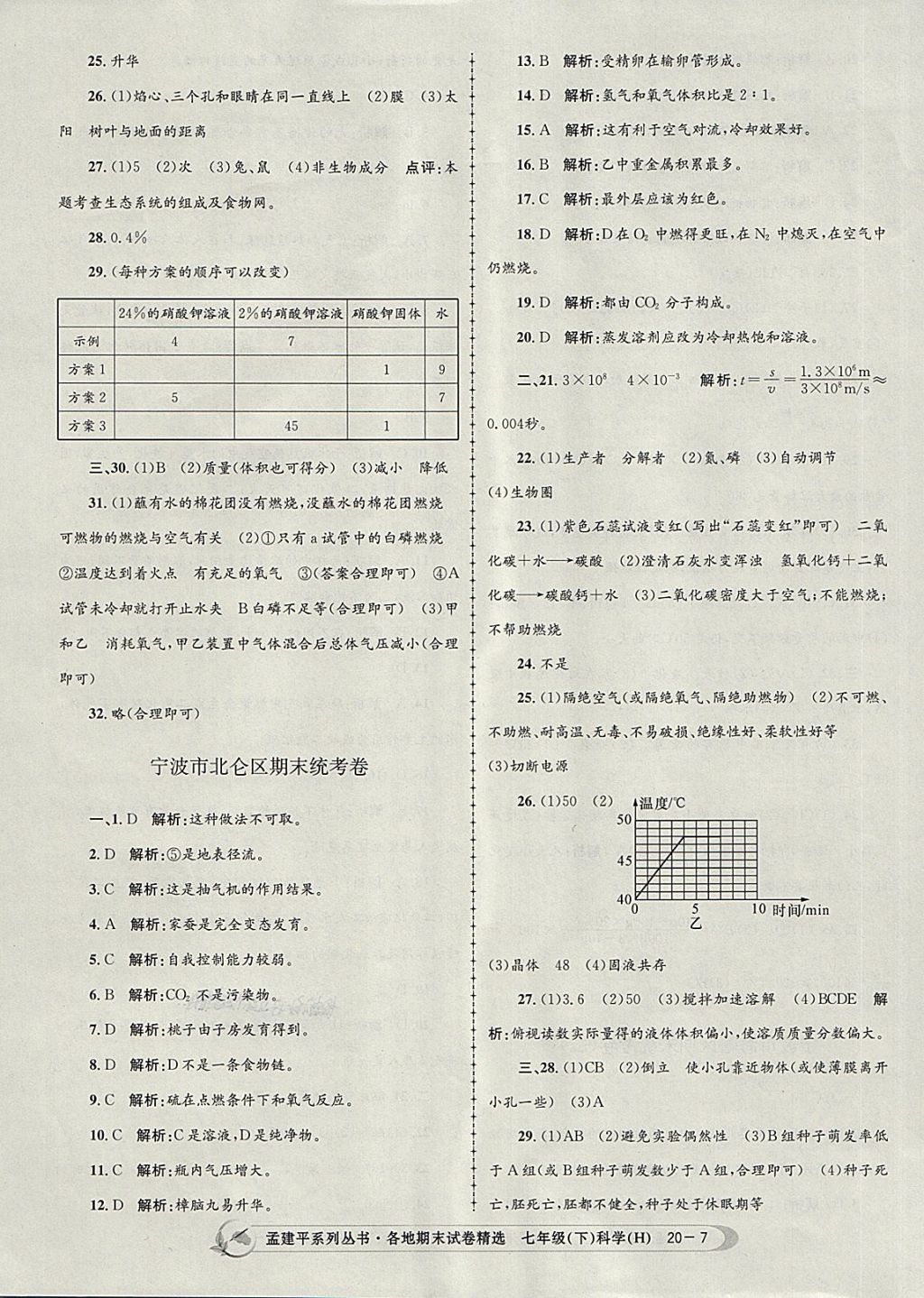 2018年孟建平各地期末試卷精選七年級(jí)科學(xué)下冊(cè)華師大版 第7頁(yè)