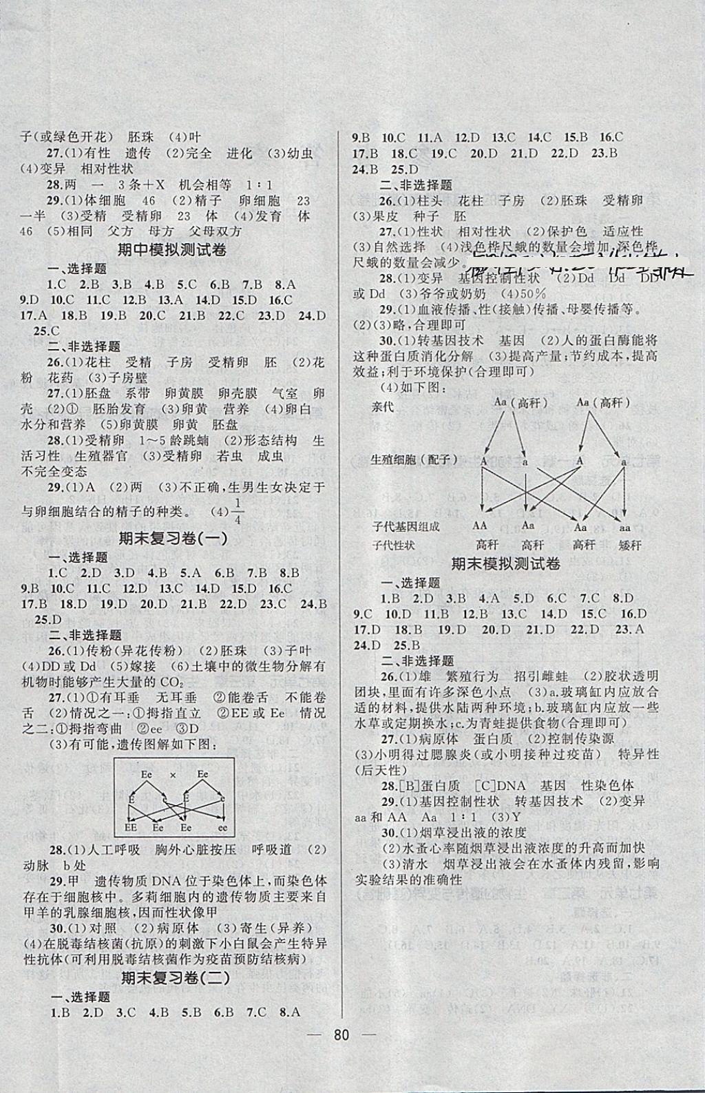 2018年湘教考苑單元測(cè)試卷八年級(jí)生物下冊(cè)人教版 第4頁(yè)