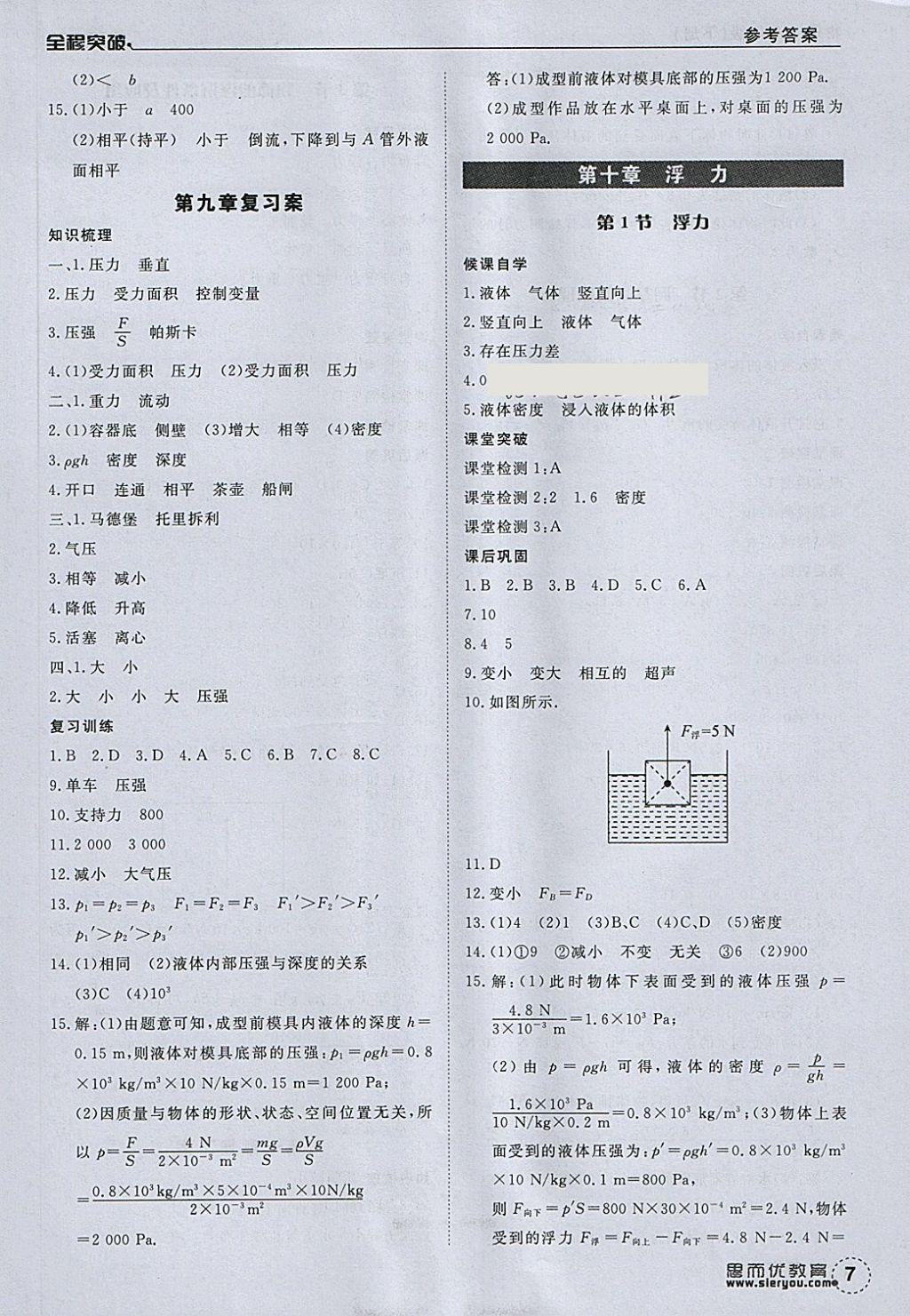 2018年全程突破八年級物理下冊人教版 第7頁