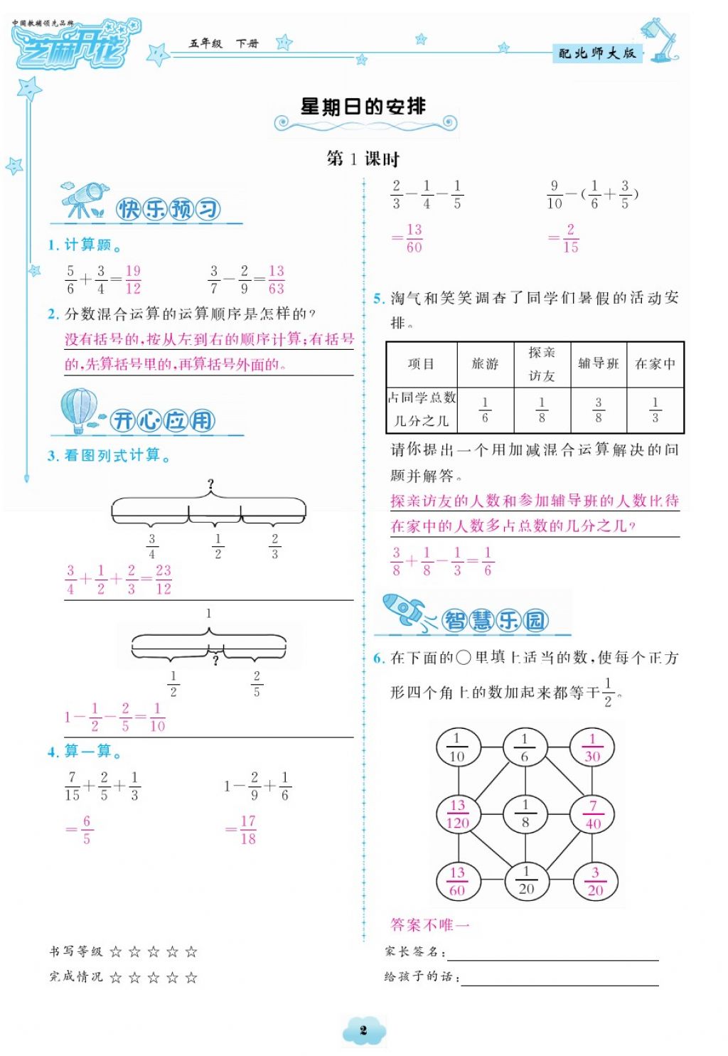 2018年領(lǐng)航新課標(biāo)練習(xí)冊(cè)五年級(jí)數(shù)學(xué)下冊(cè)北師大版 第2頁(yè)