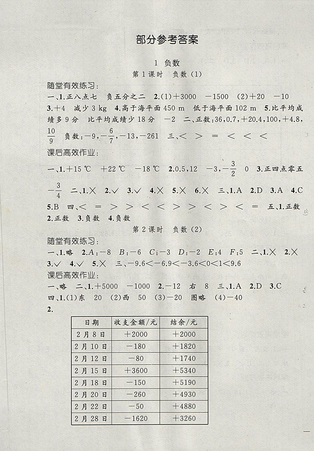 2018年同步轻松练习六年级数学下册 第1页