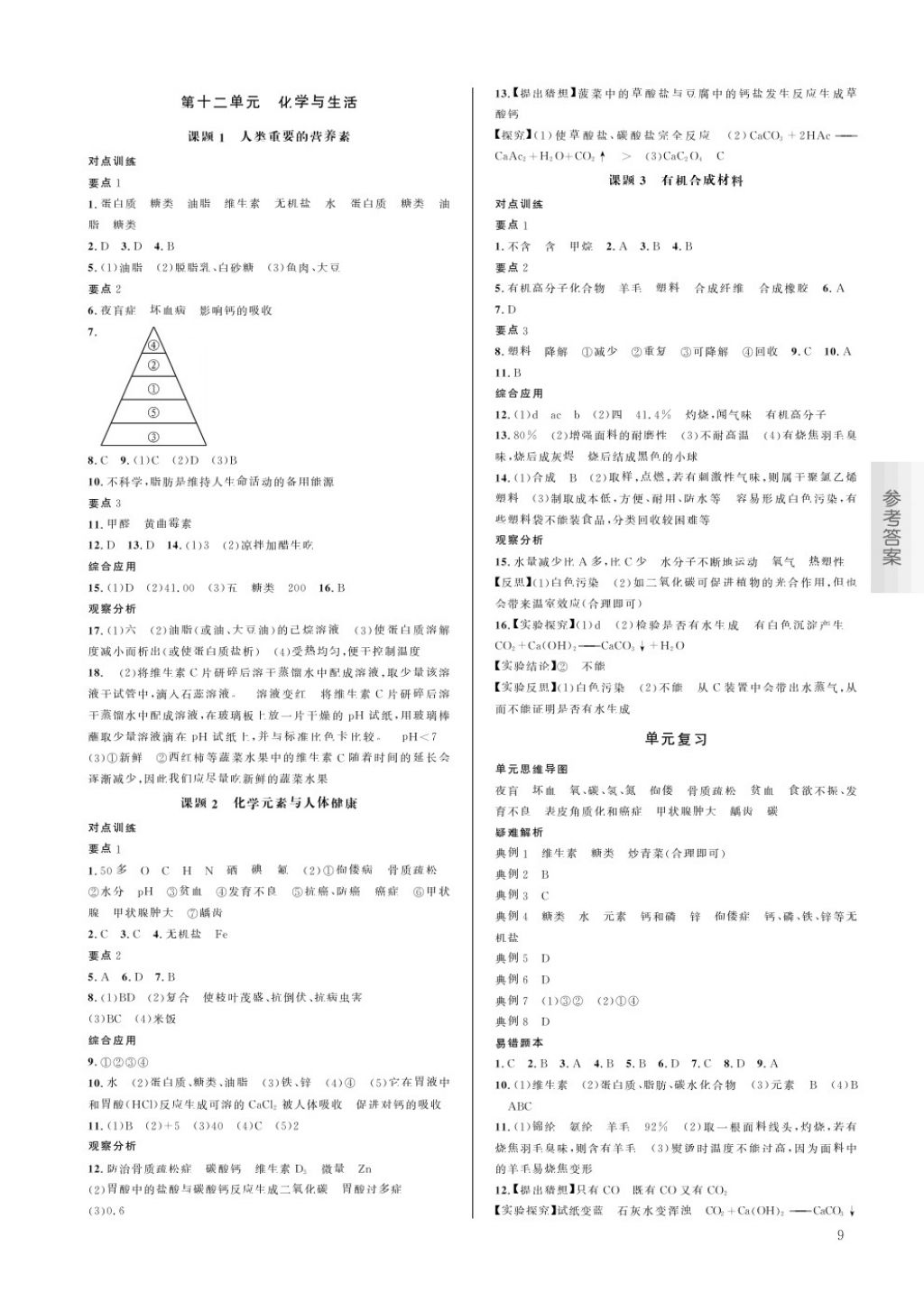 2018年蓉城学堂课课练九年级化学下册 第9页