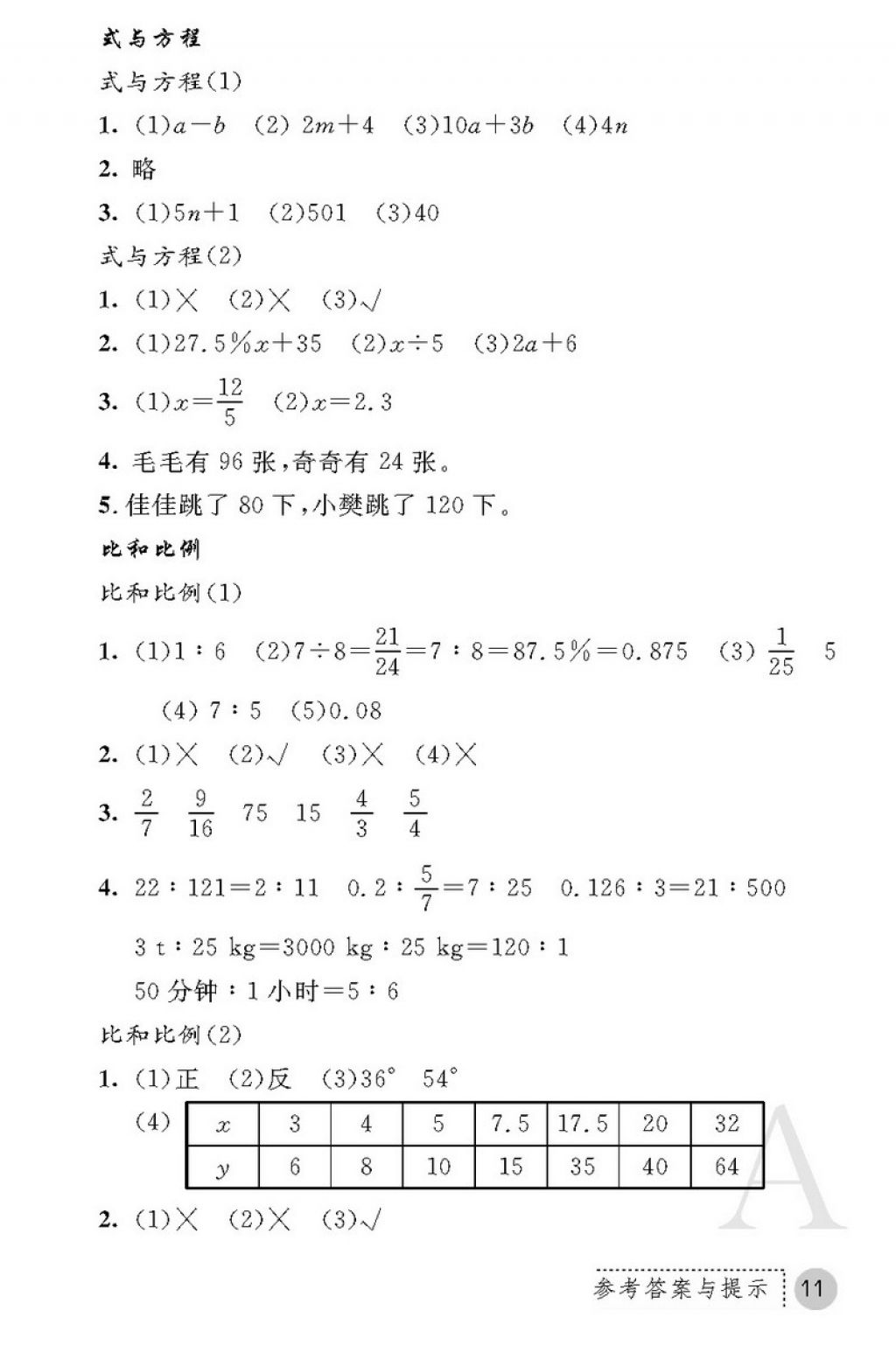 2018年课堂练习册六年级数学下册A版 第11页