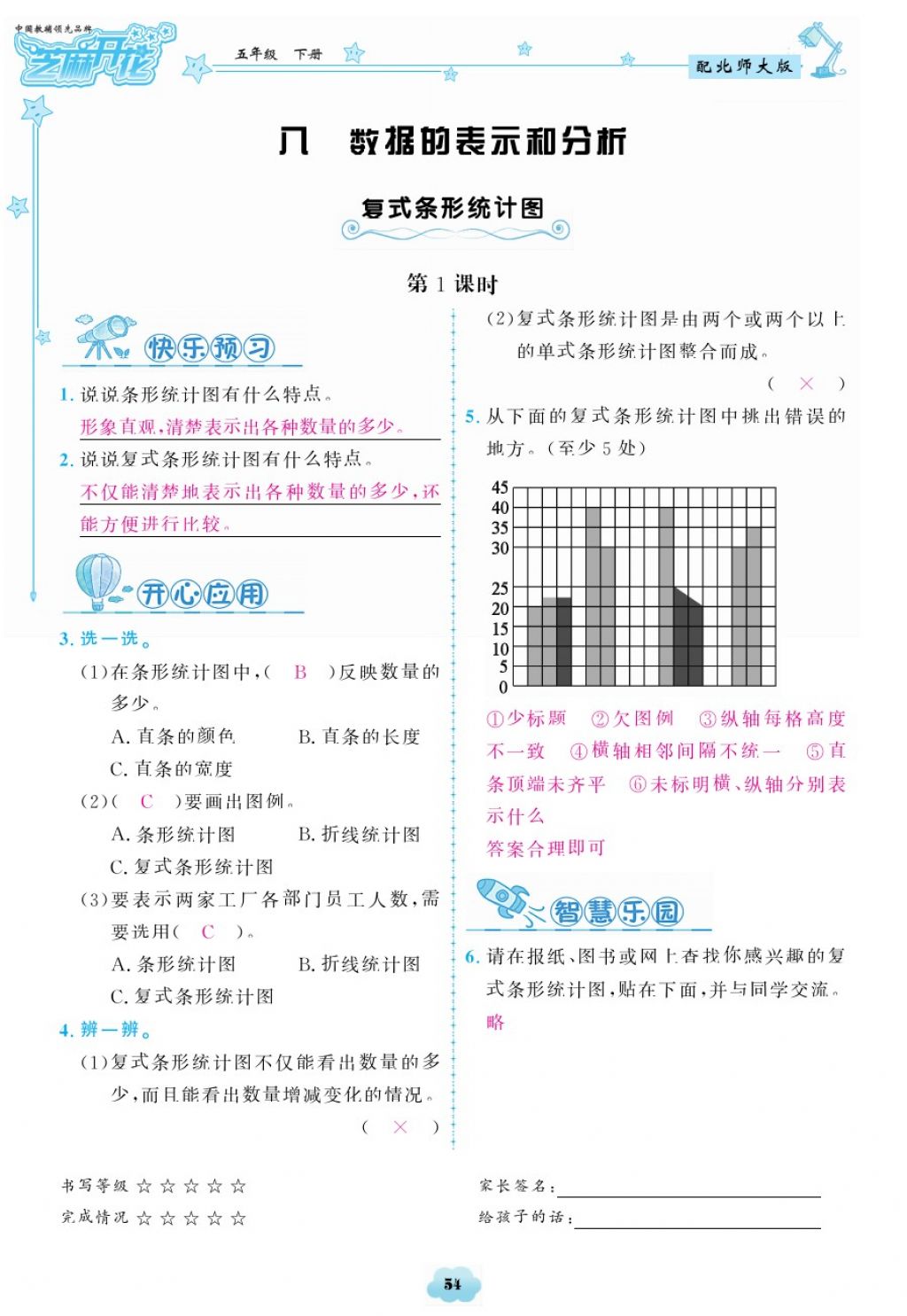 2018年領(lǐng)航新課標(biāo)練習(xí)冊(cè)五年級(jí)數(shù)學(xué)下冊(cè)北師大版 第54頁(yè)