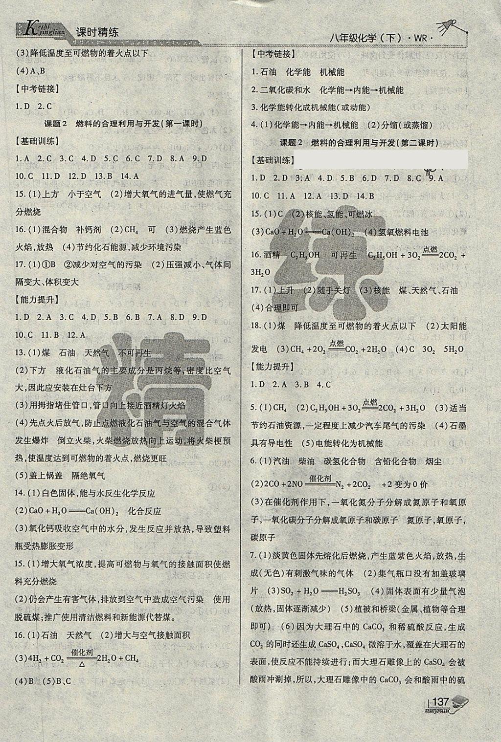 2018年課時精練八年級化學(xué)下冊WR長春出版社 第11頁