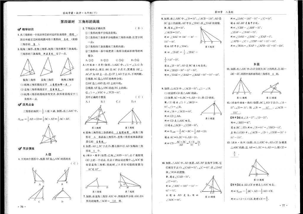 2018年蓉城學(xué)霸七年級數(shù)學(xué)下冊北師大版 第39頁