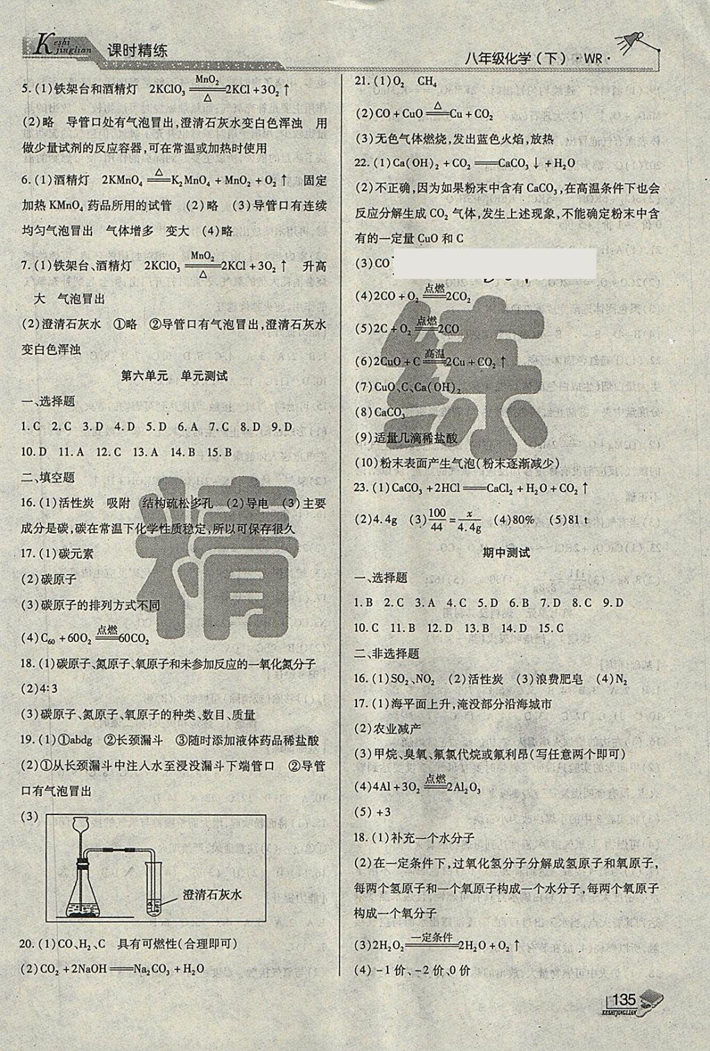 2018年課時(shí)精練八年級化學(xué)下冊WR長春出版社 第9頁