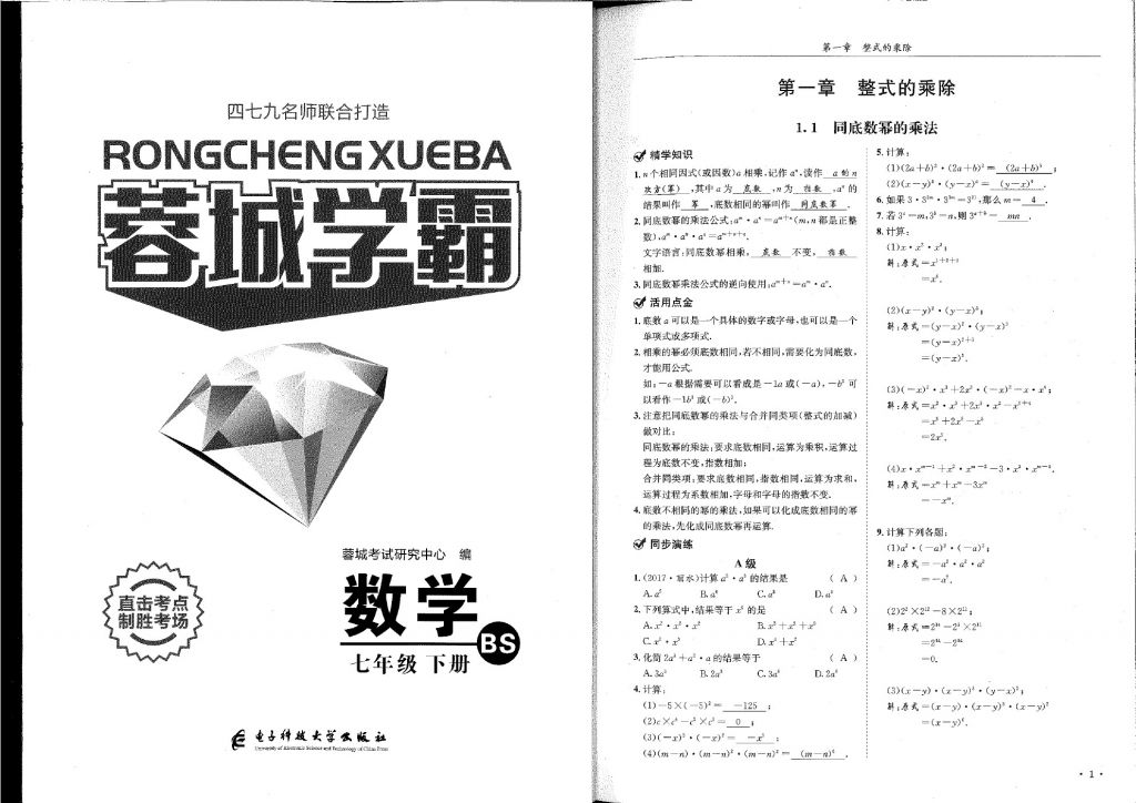 2018年蓉城學(xué)霸七年級(jí)數(shù)學(xué)下冊(cè)北師大版 第1頁