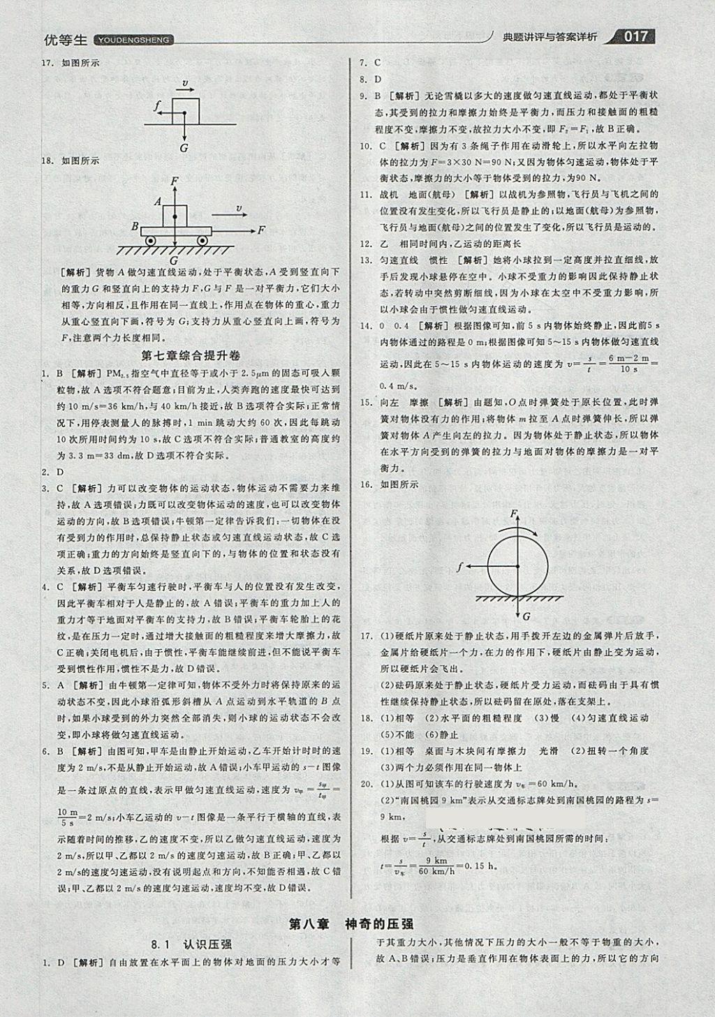 2018年全品优等生同步作业加专题训练八年级物理下册沪粤版 第17页