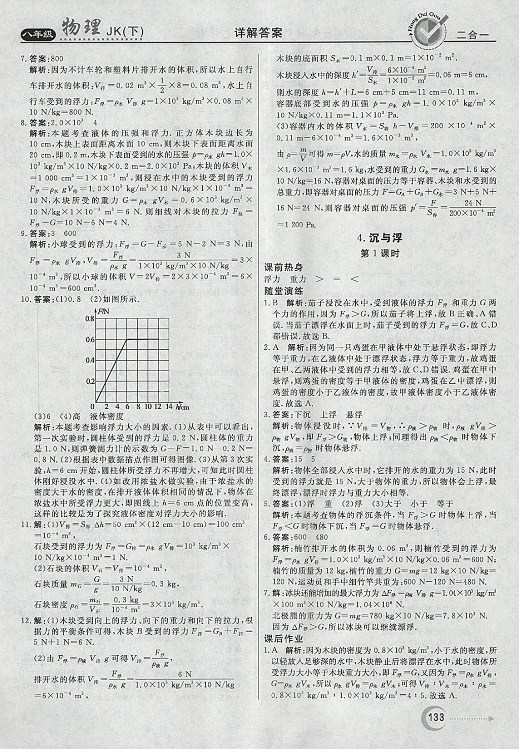 2018年红对勾45分钟作业与单元评估八年级物理下册教科版 第17页