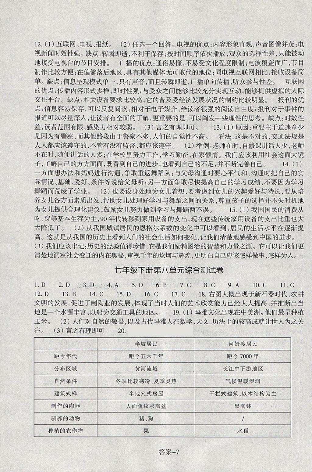 2018年每課一練七年級歷史與社會下冊人教版浙江少年兒童出版社 第7頁