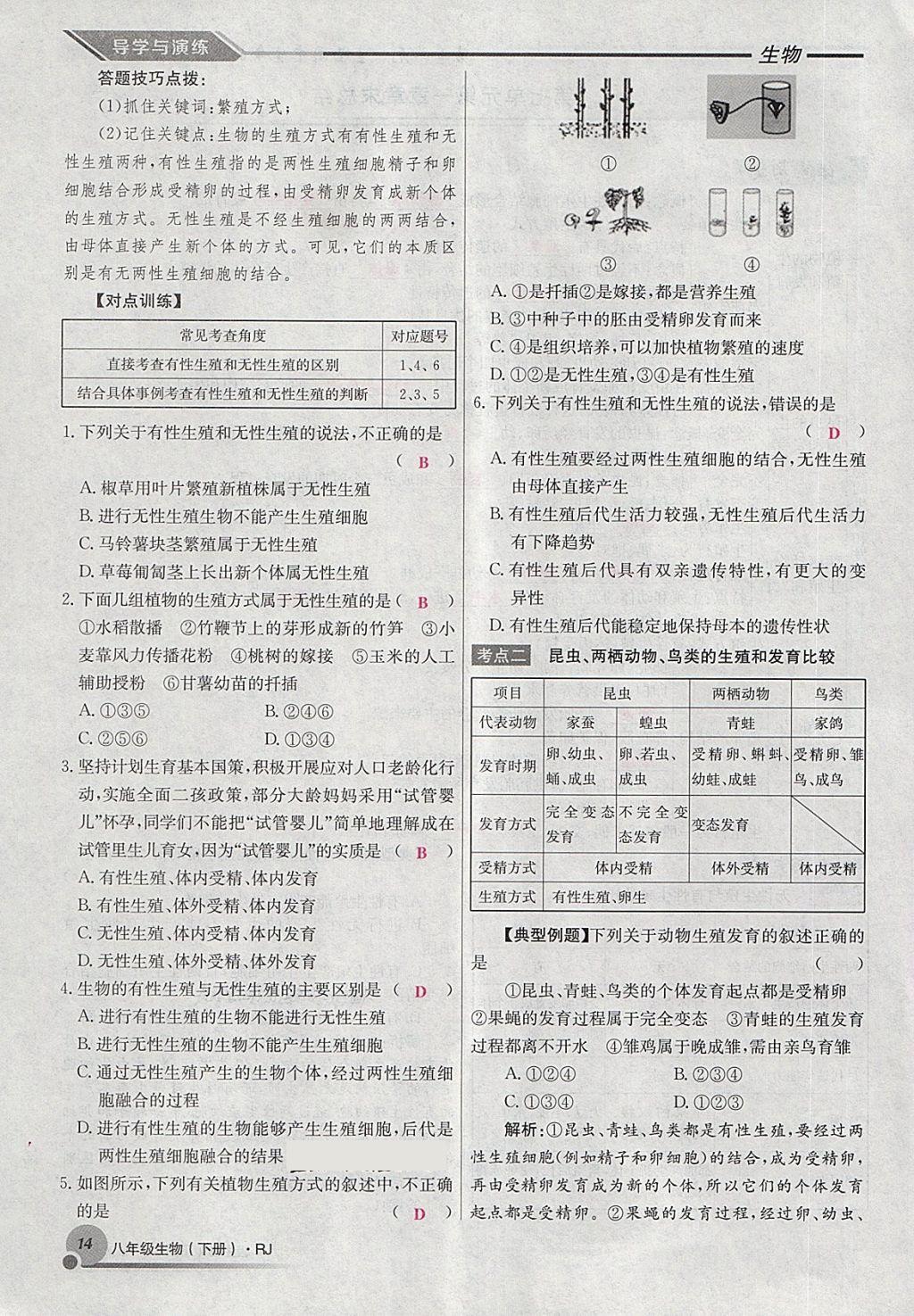 2018年導(dǎo)學(xué)與演練八年級生物下冊人教版貴陽專版 第38頁