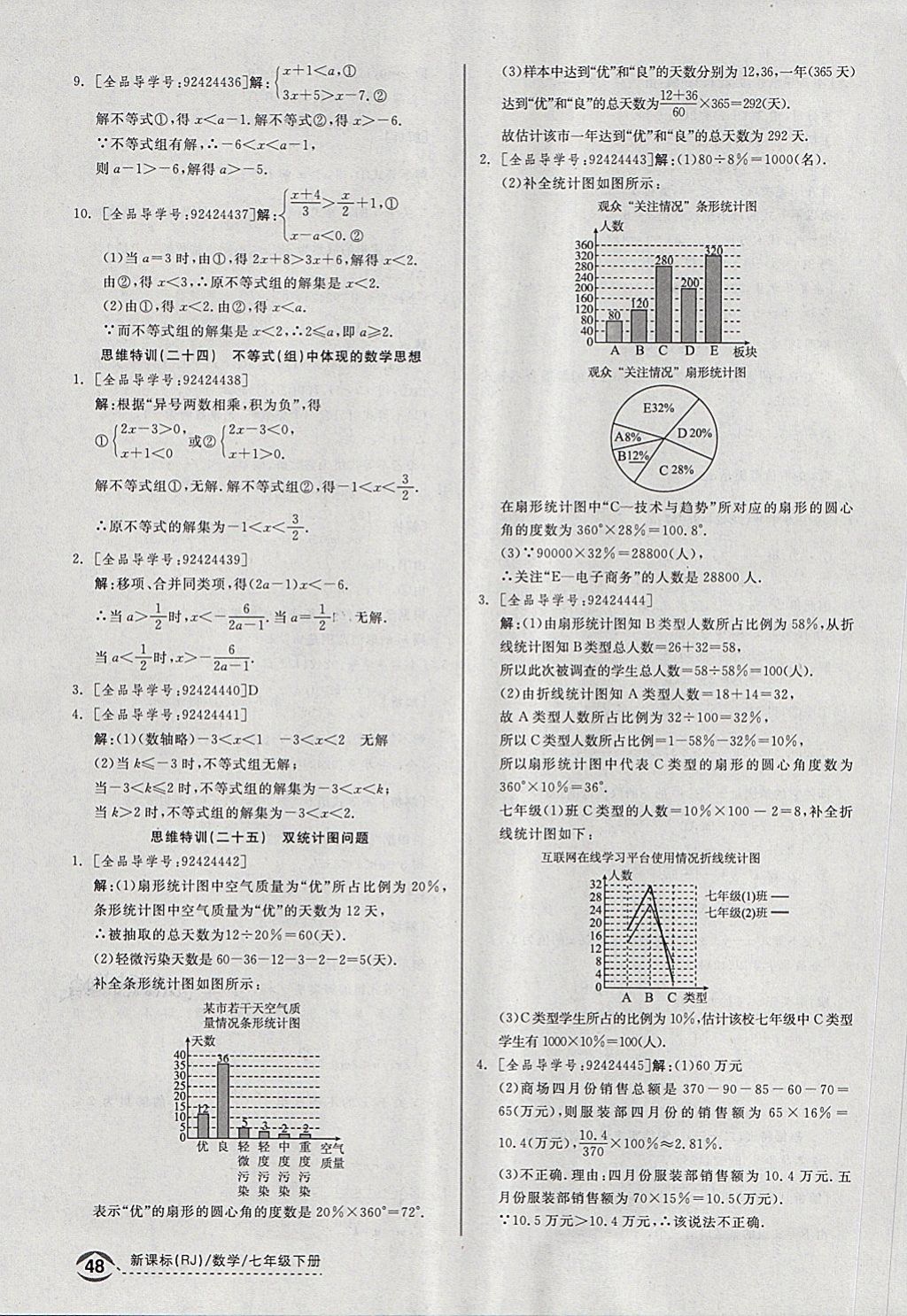 2018年全品優(yōu)等生同步作業(yè)加思維特訓七年級數(shù)學下冊人教版 第40頁