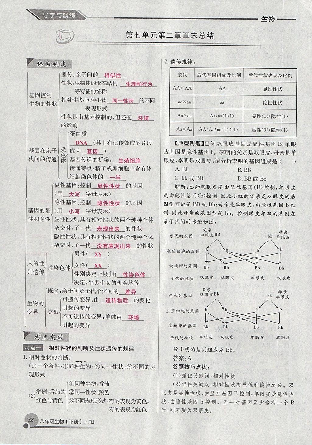 2018年導(dǎo)學(xué)與演練八年級(jí)生物下冊(cè)人教版貴陽(yáng)專版 第56頁(yè)