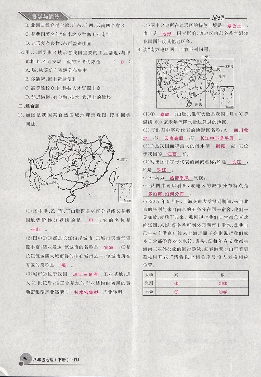 2018年導(dǎo)學(xué)與演練八年級(jí)地理下冊(cè)人教版貴陽專版 第68頁