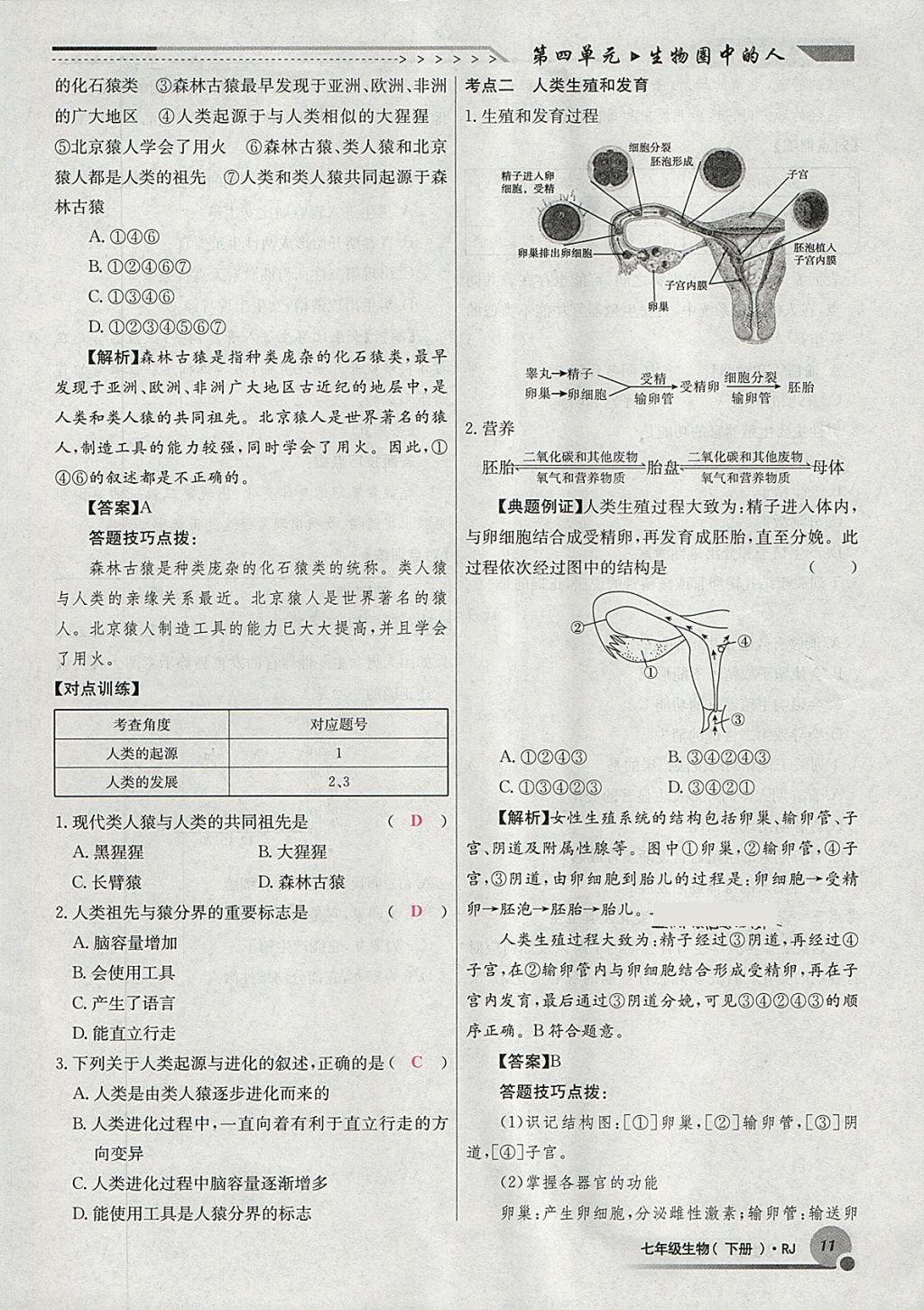 2018年導(dǎo)學(xué)與演練七年級(jí)生物下冊(cè)人教版貴陽(yáng)專版 第47頁(yè)