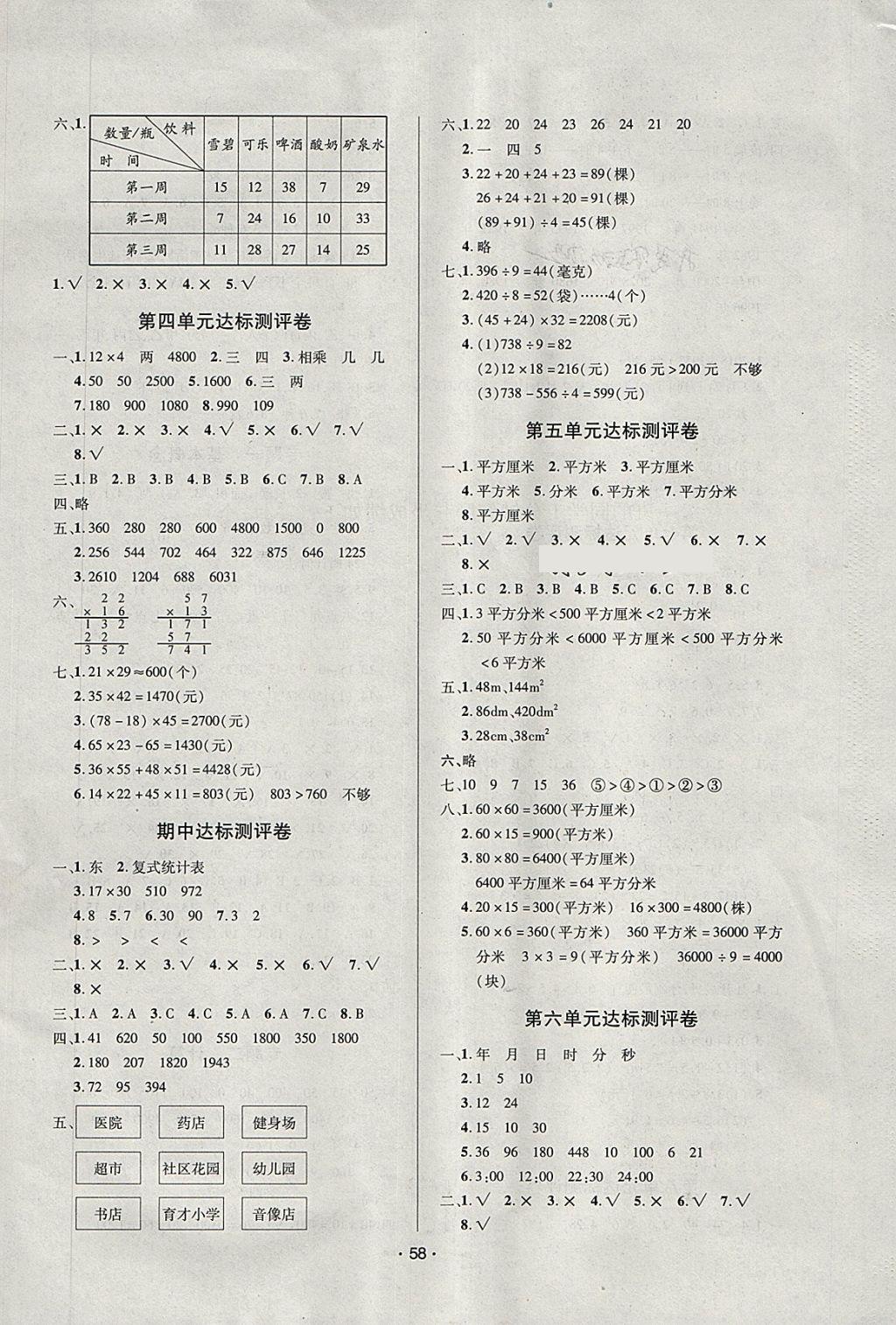 2018年99加1活页卷三年级数学下册人教版 第2页