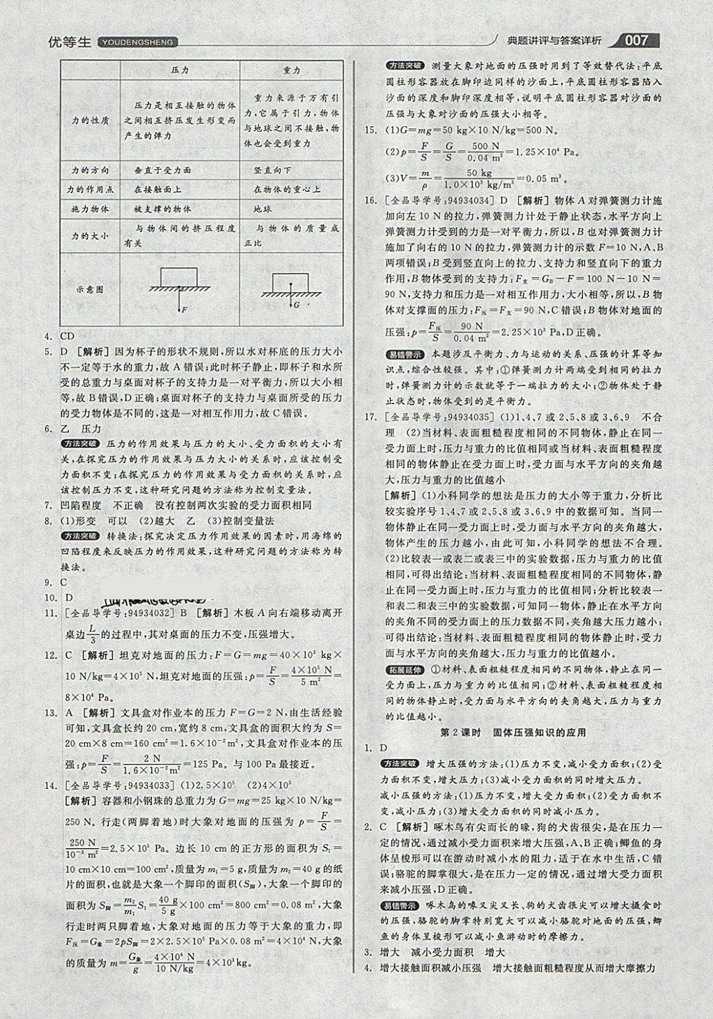 2018年全品优等生同步作业加专题训练八年级物理全一册下沪科版 第7页