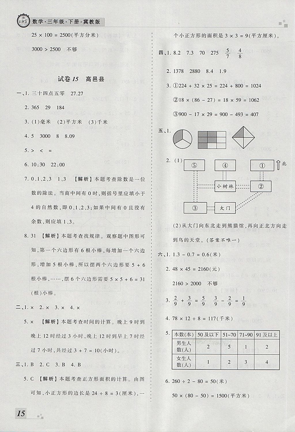 2018年王朝霞各地期末试卷精选三年级数学下册冀教版河北专版 第11页