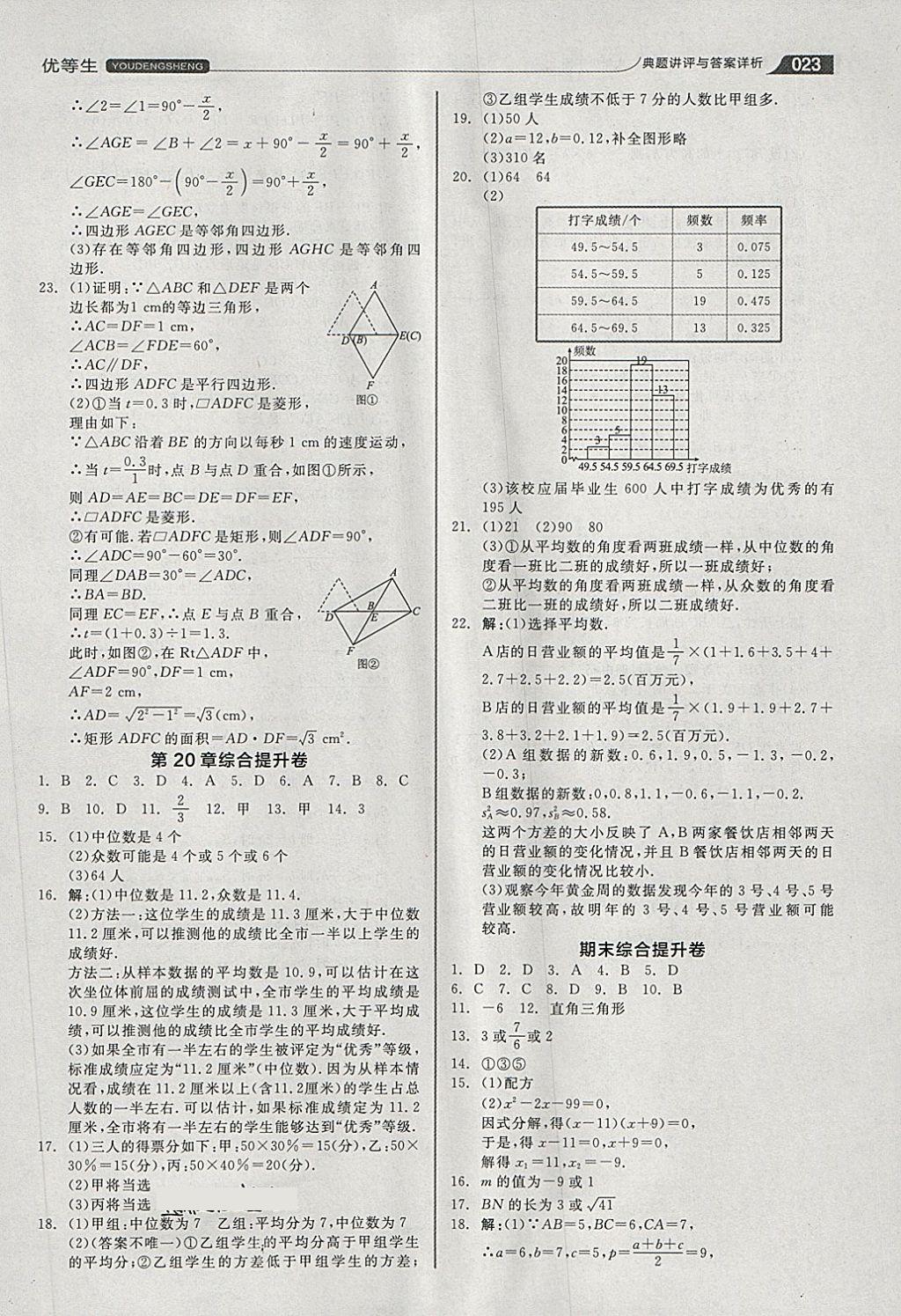 2018年全品優(yōu)等生同步作業(yè)加思維特訓(xùn)八年級(jí)數(shù)學(xué)下冊(cè)滬科版 第23頁(yè)