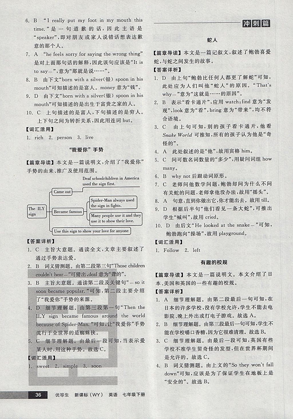 2018年全品优等生完形填空加阅读理解七年级英语下册外研版 第36页