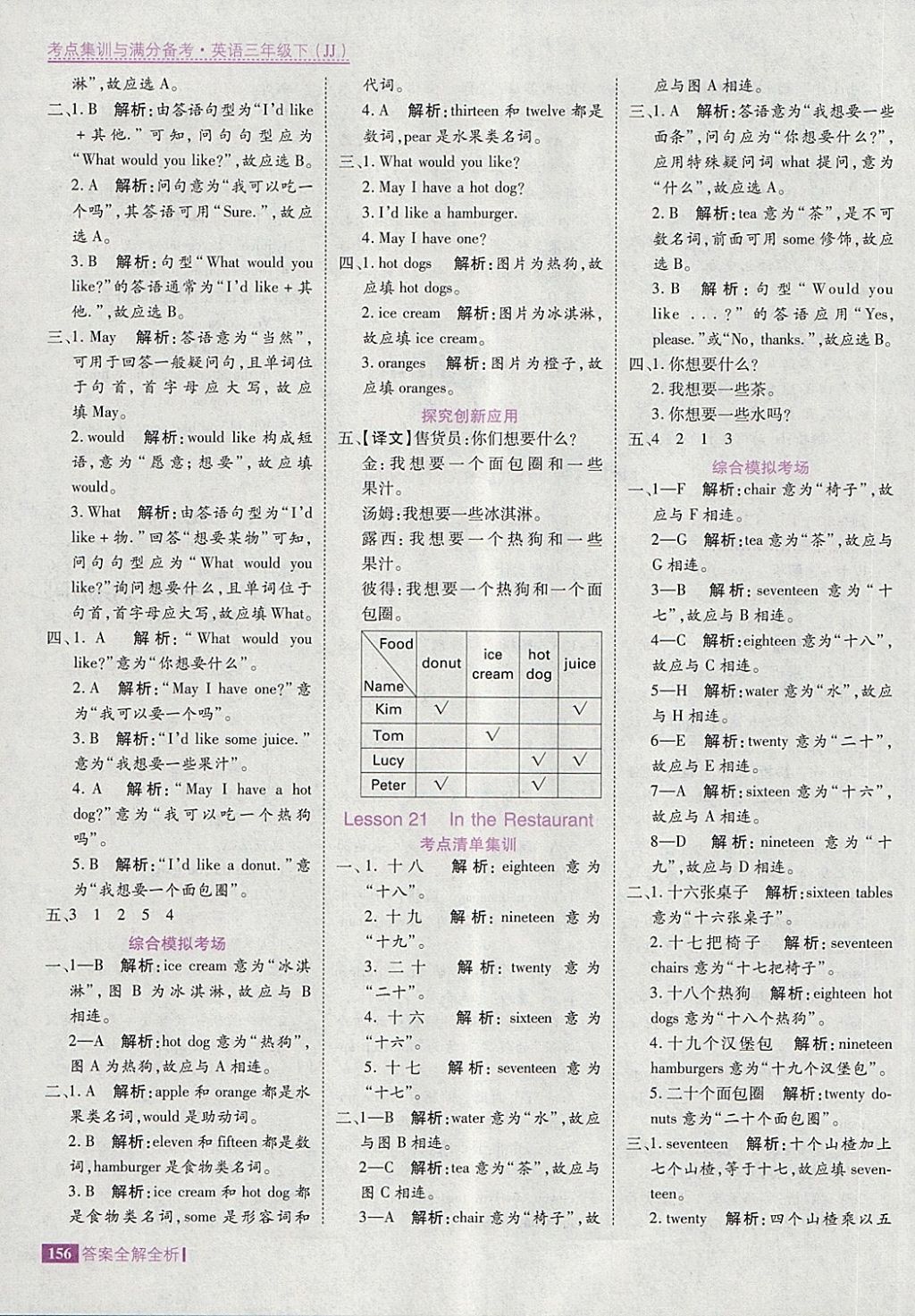 2018年考點(diǎn)集訓(xùn)與滿分備考三年級(jí)英語(yǔ)下冊(cè)冀教版 第20頁(yè)