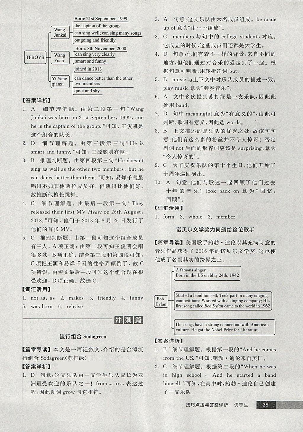 2018年全品优等生完形填空加阅读理解七年级英语下册外研版 第39页