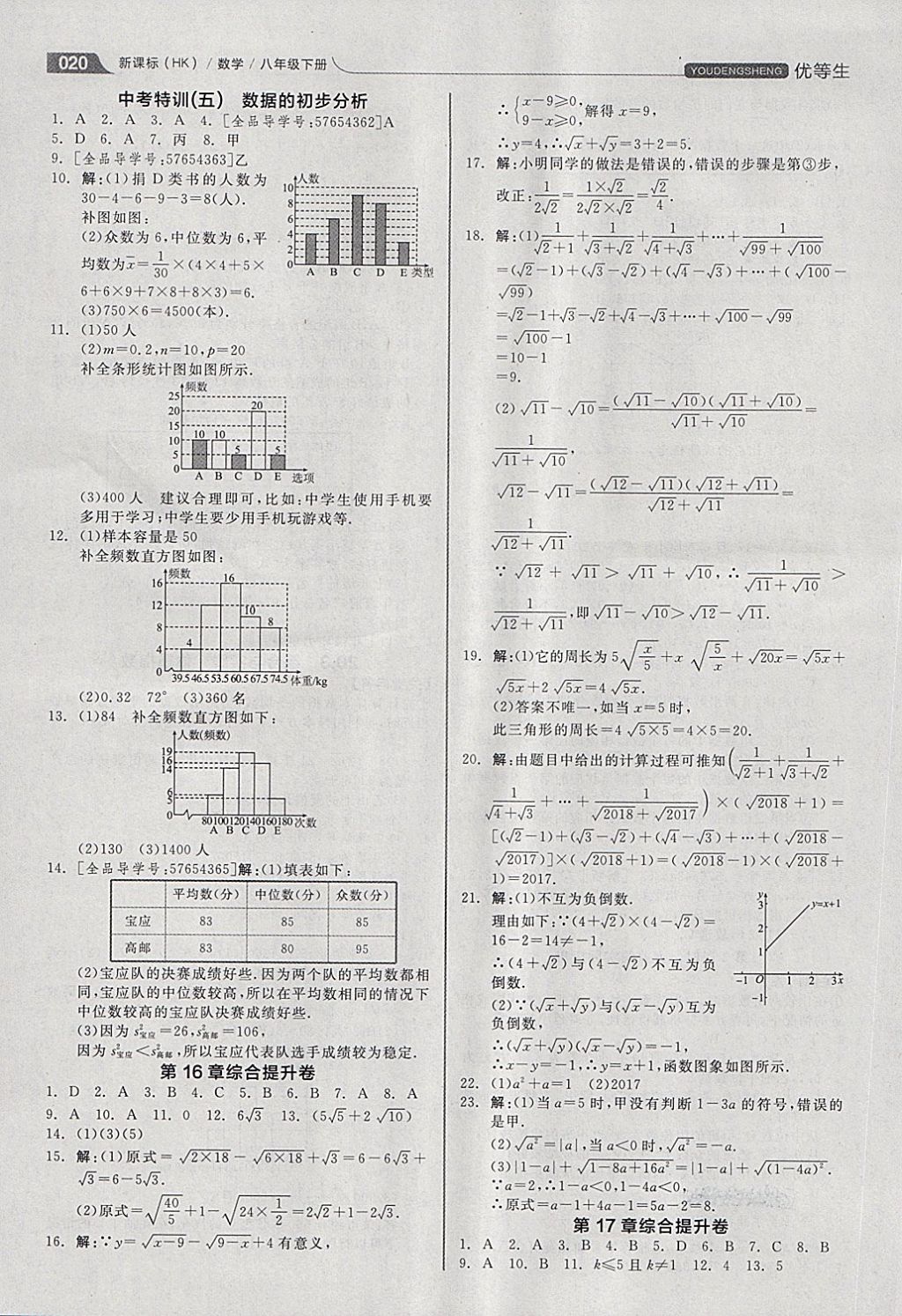 2018年全品優(yōu)等生同步作業(yè)加思維特訓(xùn)八年級(jí)數(shù)學(xué)下冊(cè)滬科版 第20頁(yè)