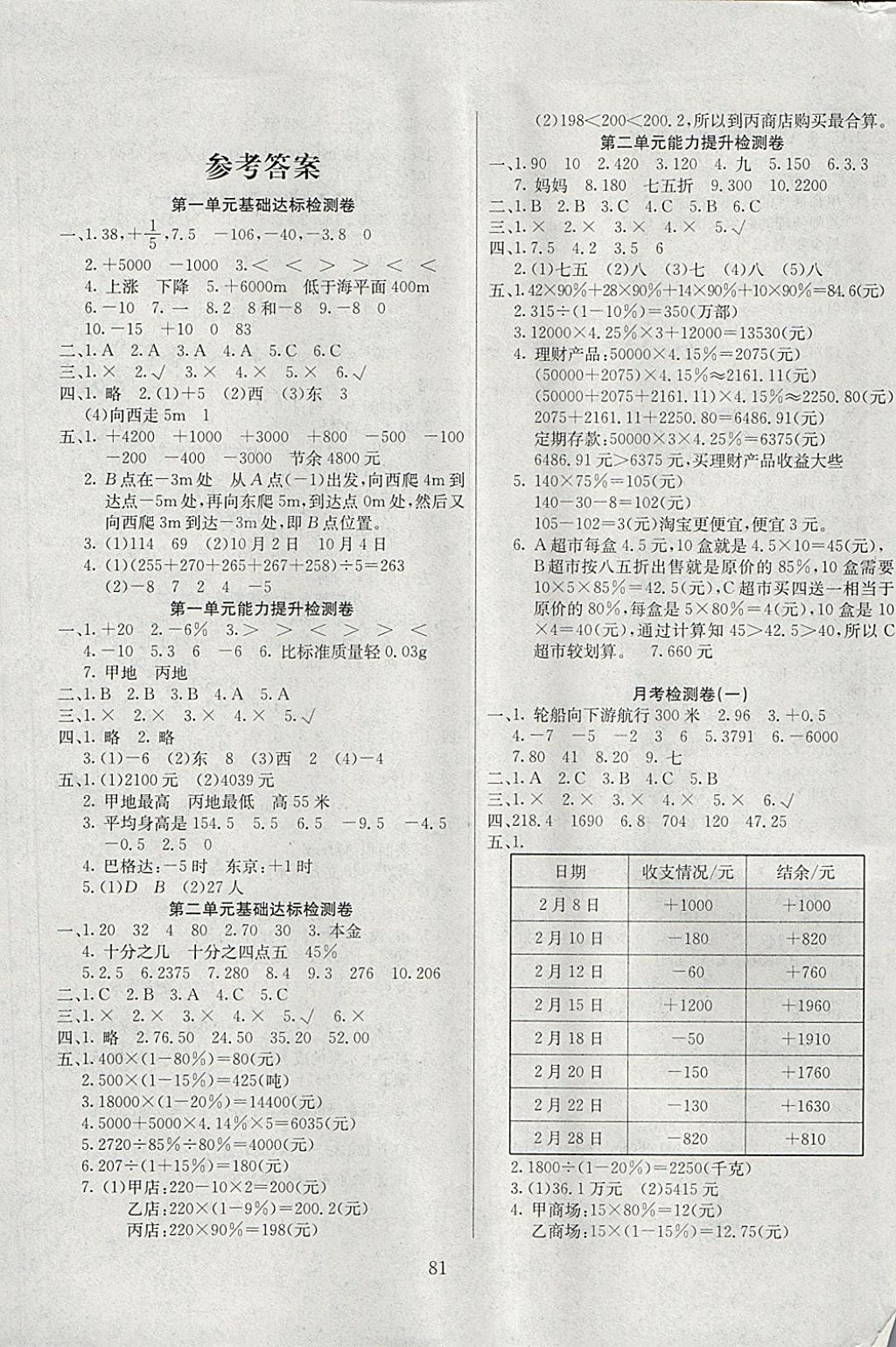 2018年同步检测卷六年级数学下册人教版 第1页