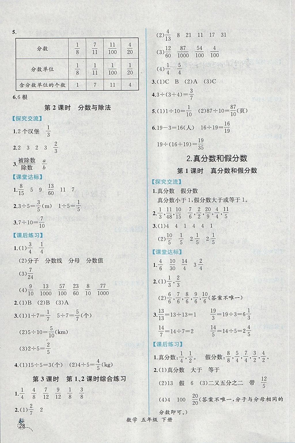 2018年同步导学案课时练五年级数学下册人教版 第6页