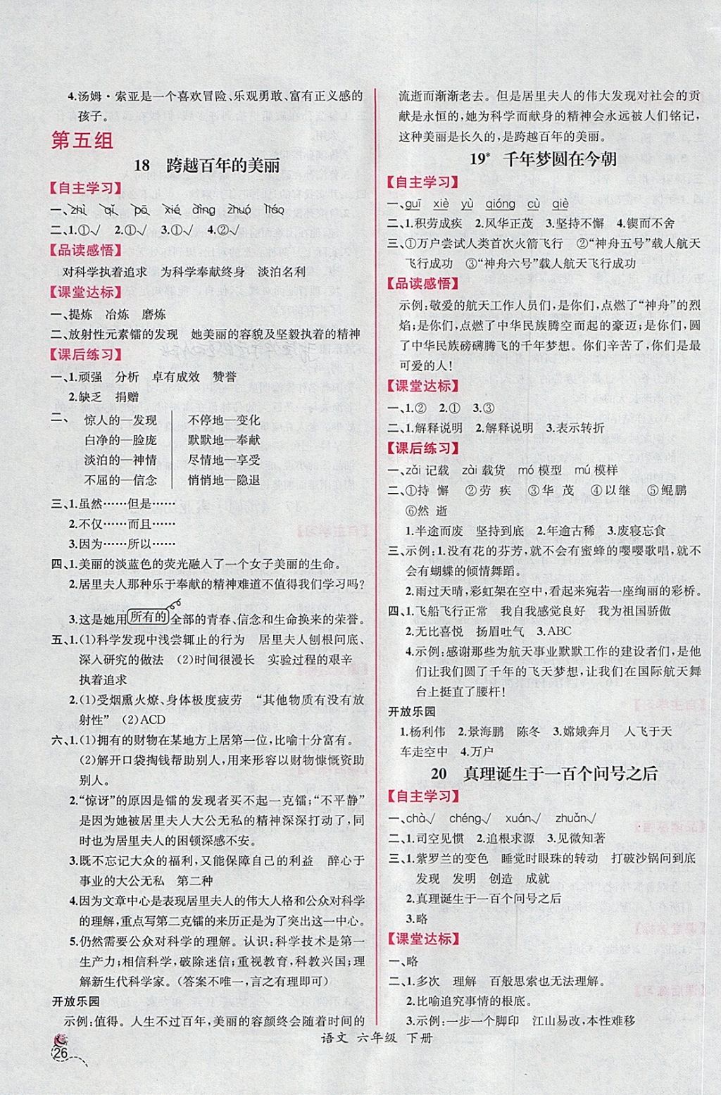 2018年同步导学案课时练六年级语文下册人教版 第8页