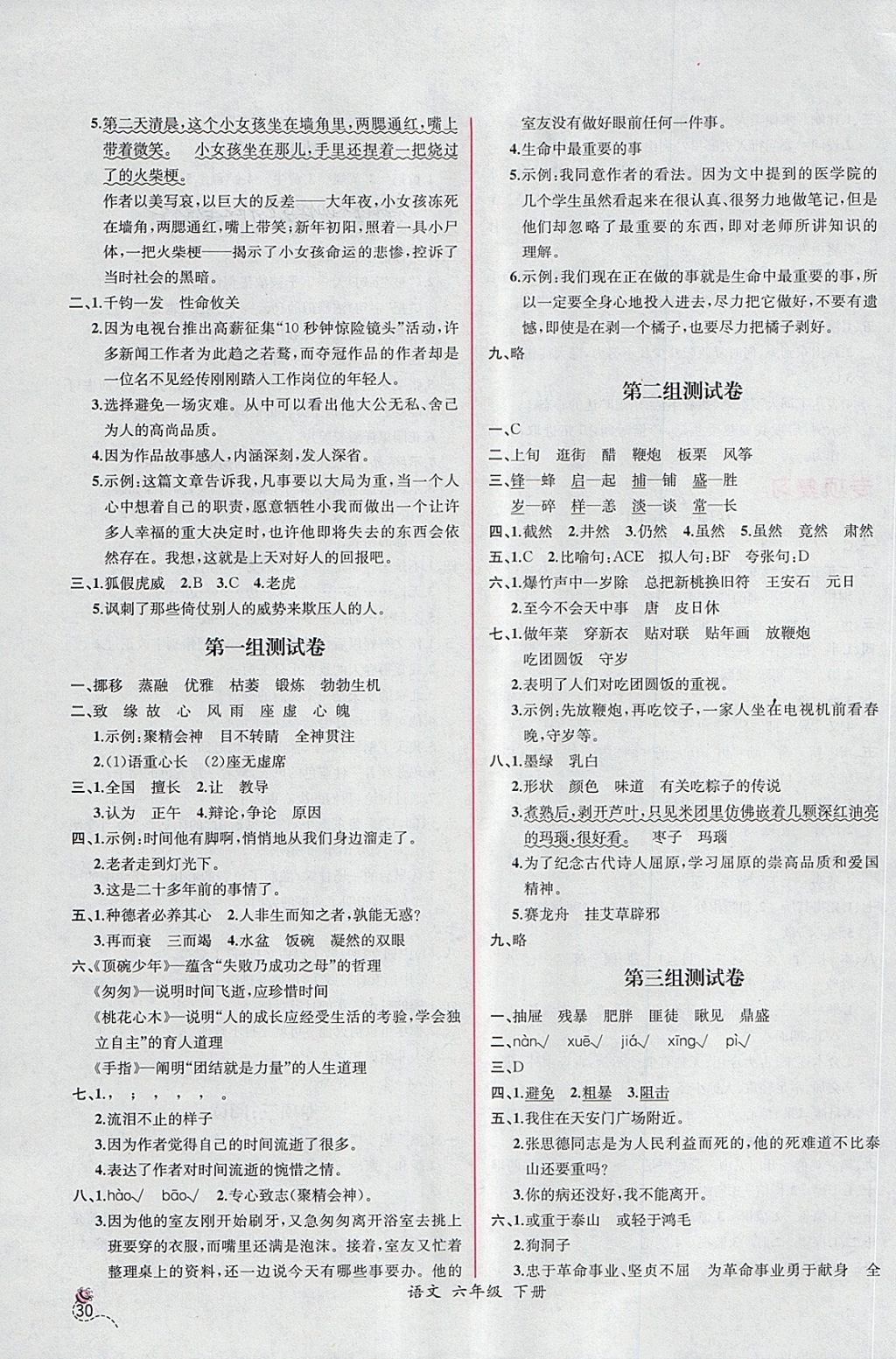 2018年同步導(dǎo)學(xué)案課時(shí)練六年級(jí)語(yǔ)文下冊(cè)人教版 第12頁(yè)