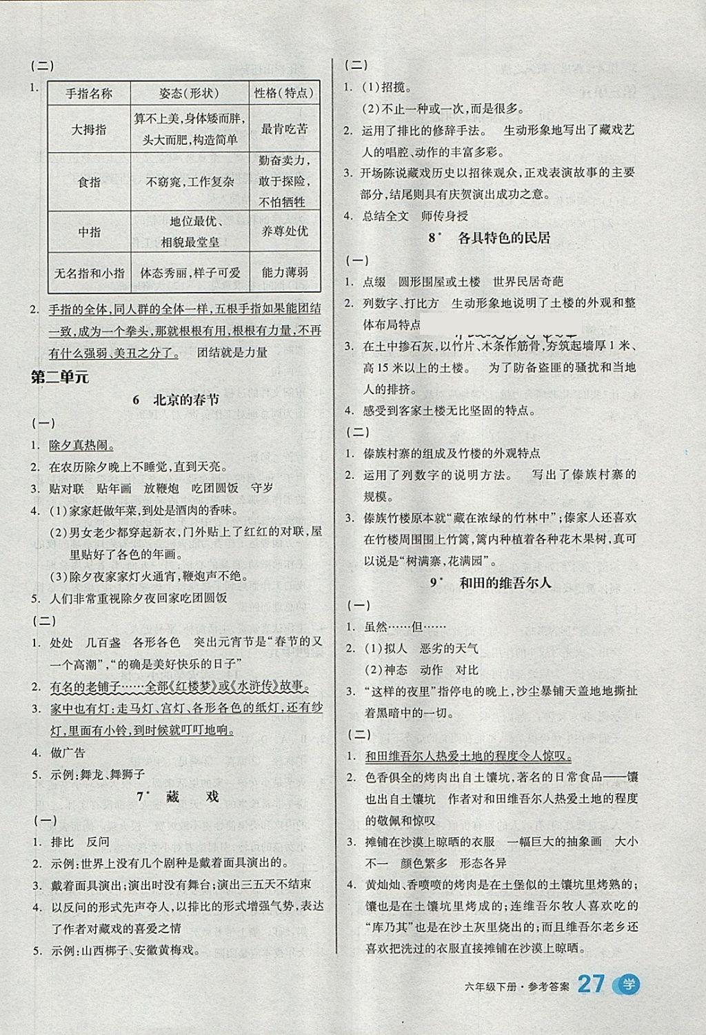 2018年全品學(xué)練考六年級語文下冊人教版 第2頁